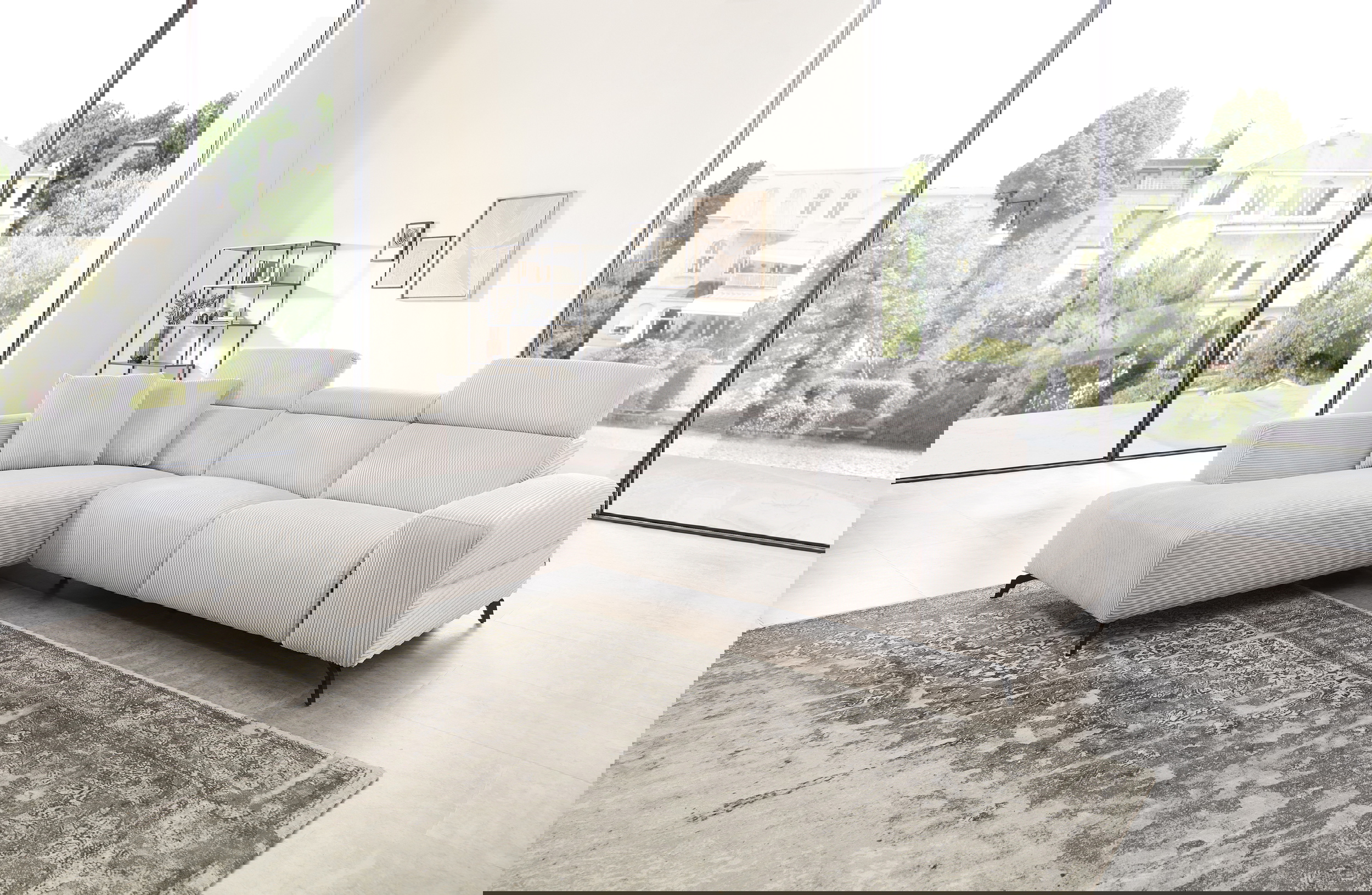 Cuoio Ecksofa in Trendstoff Cord