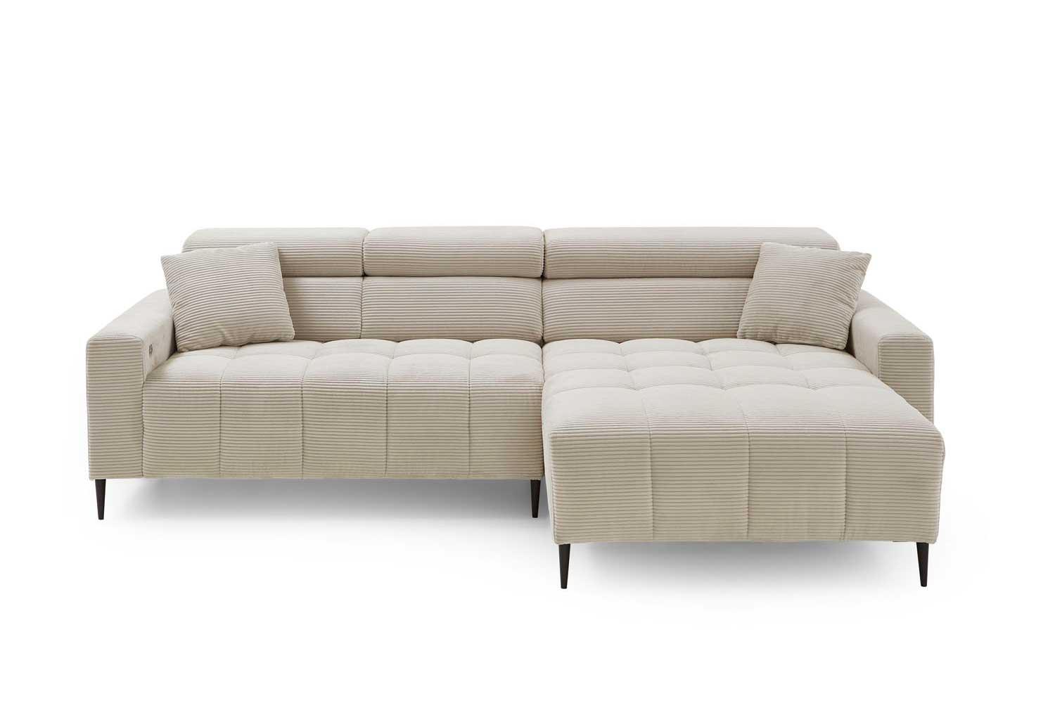Ecksofa inkl. motorischem Sitzvorzug in Trendstoff Cord