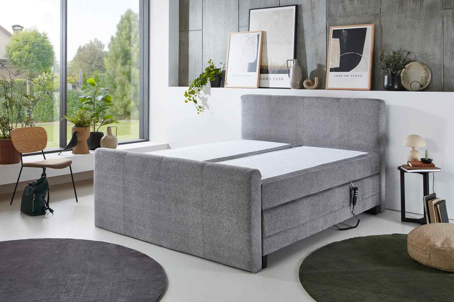 Boxspringbett Anmore mit 2-motoren & Wendematratze Stoff