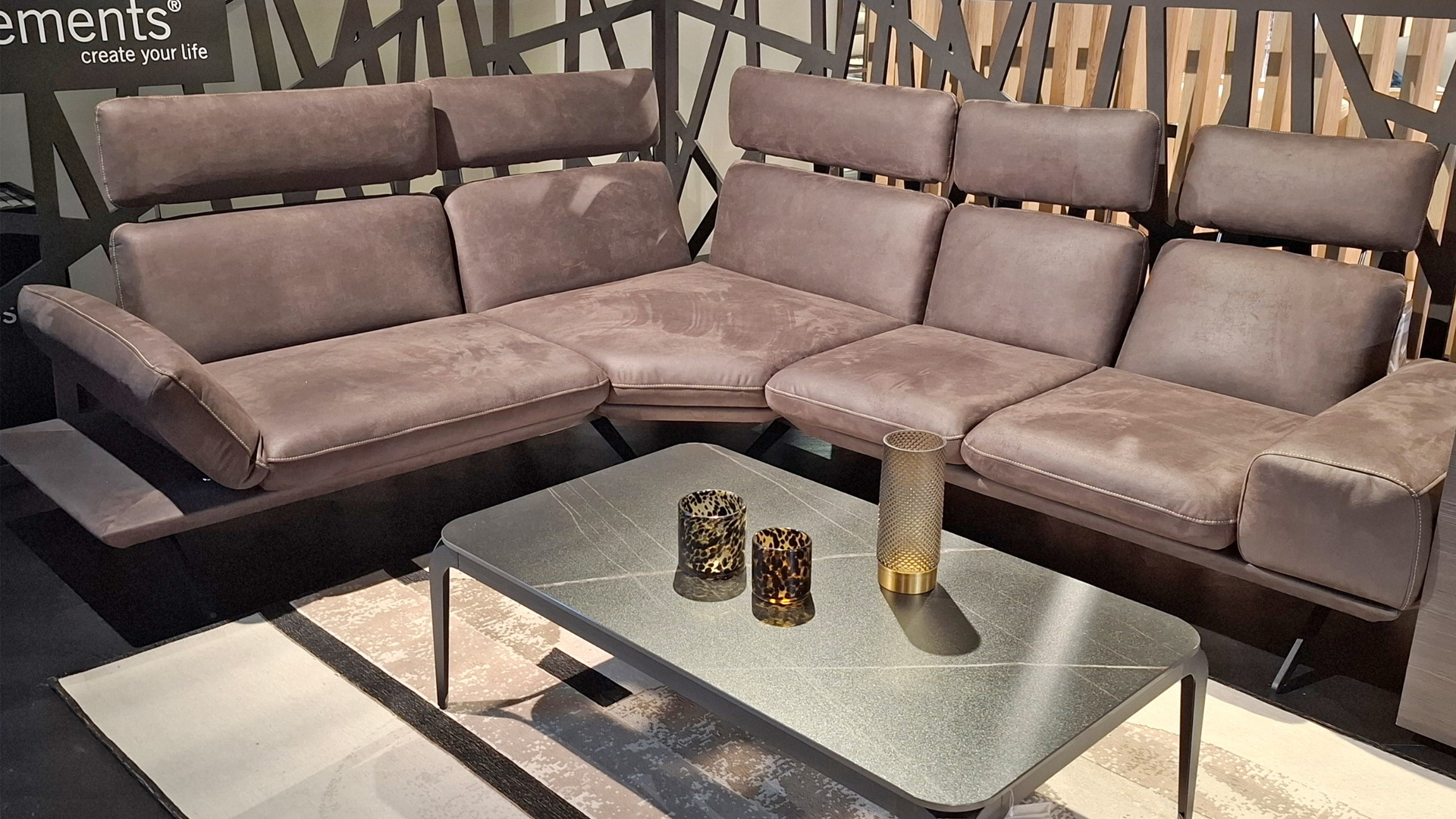 Koinor Ecksofa mit Kopfteilverstellung in Mikrofaser-0160035005-36WW-A