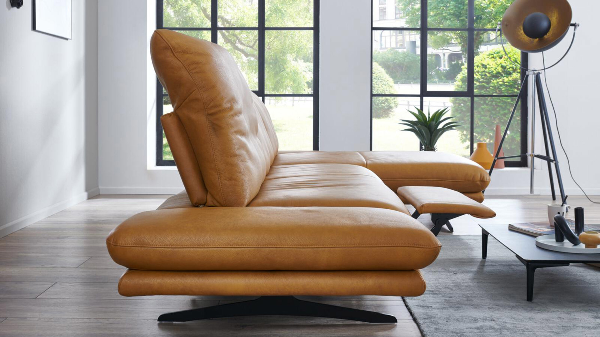 W. Schillig Ecksofa Sohoo mit Sitztiefenverstellung in Leder 