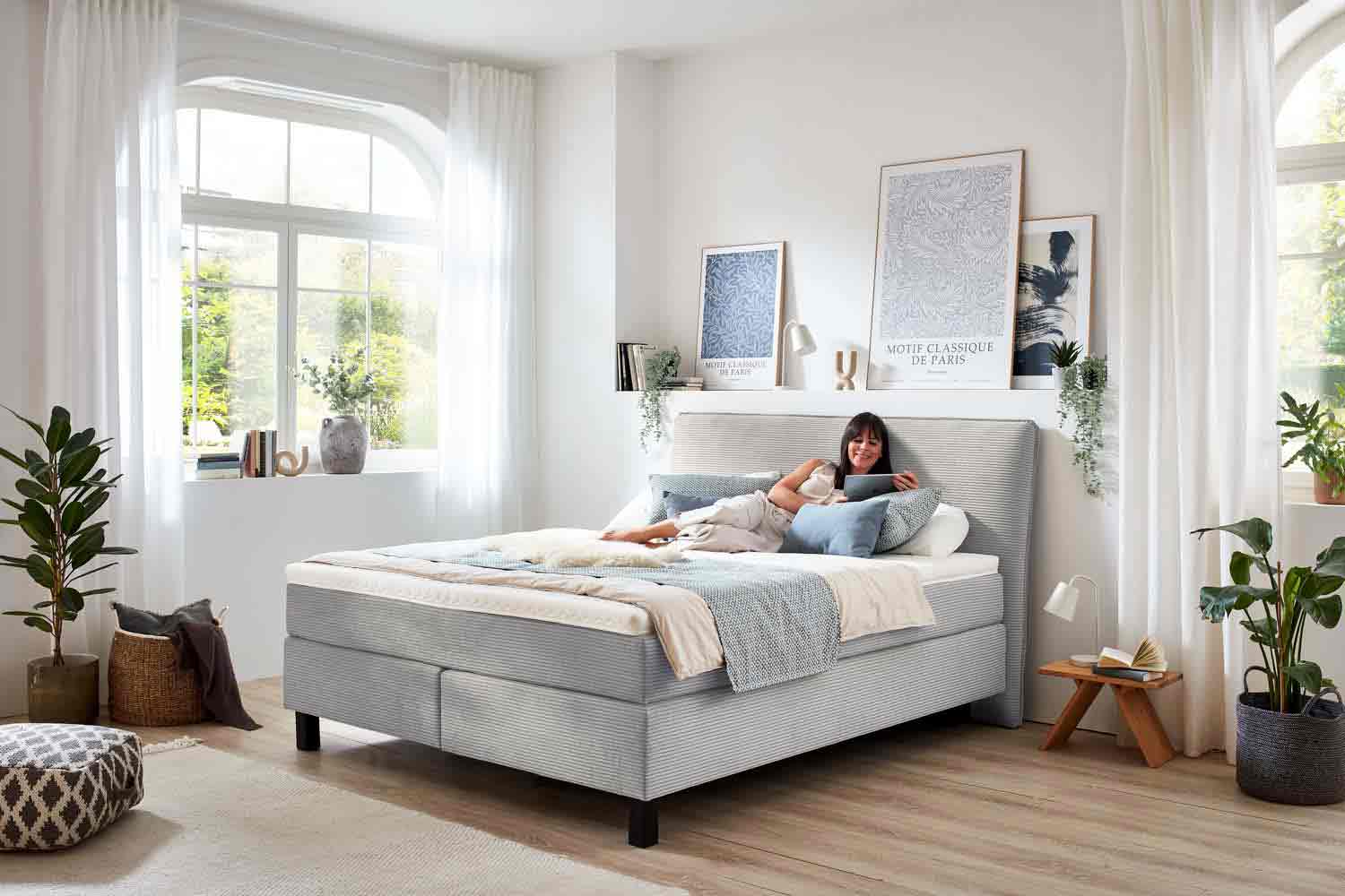 Cord Boxspringbett Home 4000 inkl. Wendematratze