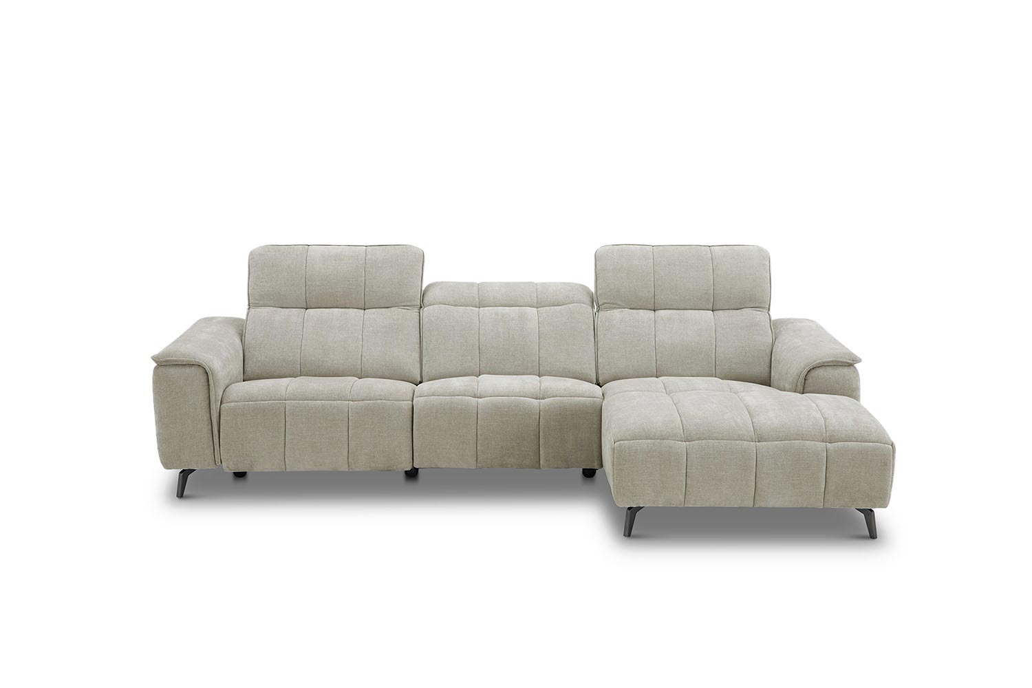 Stoff Ecksofa mit manueller Kopfteilverstellung und Funktion