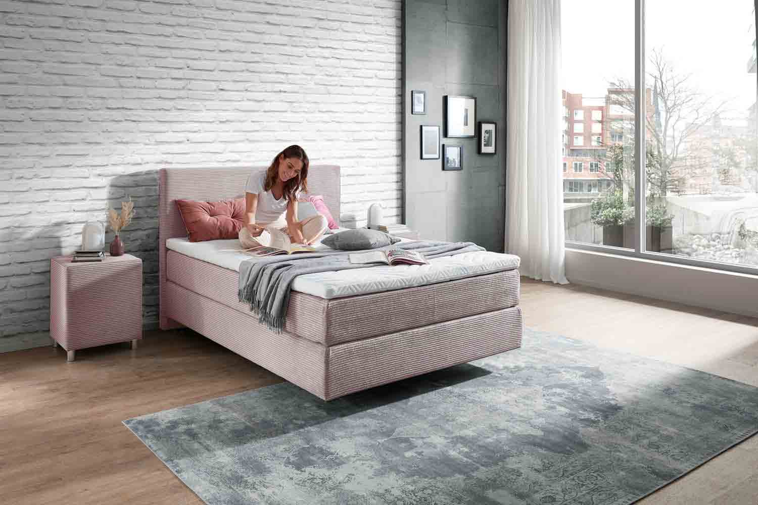 Boxspringbett Monaco in Trendstoff Cord