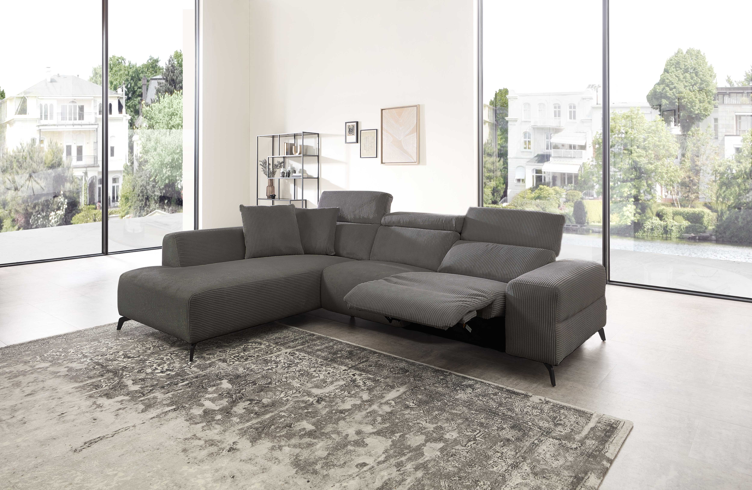 Cuoio Ecksofa in Trendstoff Cord