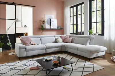 Ecksofa in Stoff L-Form mit Federkern