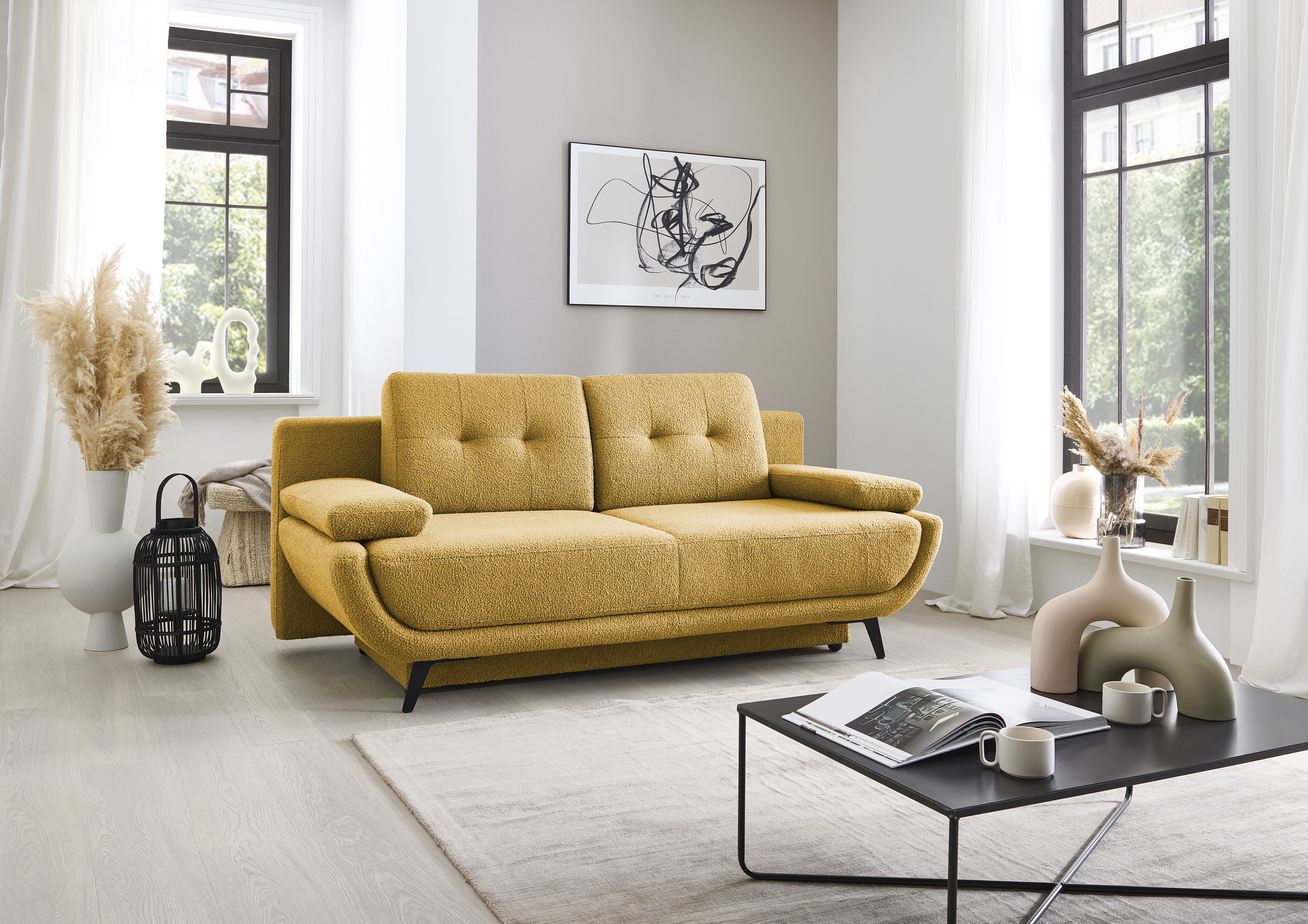 Schlafsofa Xally inkl. Schlaffunktion und Bettkasten in Stoff