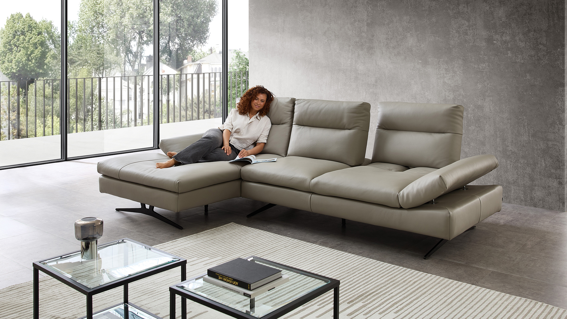 Cuoio Ecksofa Letizia mit manueller Sitztiefenverstellung in Leder Cuoio Ecksofa Letizia mit manueller Sitztiefenverstellung in Leder-05971024WW