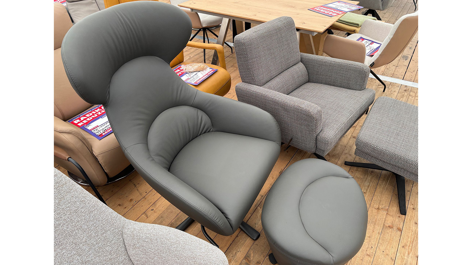 Musterring Match It Sessel mit Hocker in Leder-017408100-34WW-A