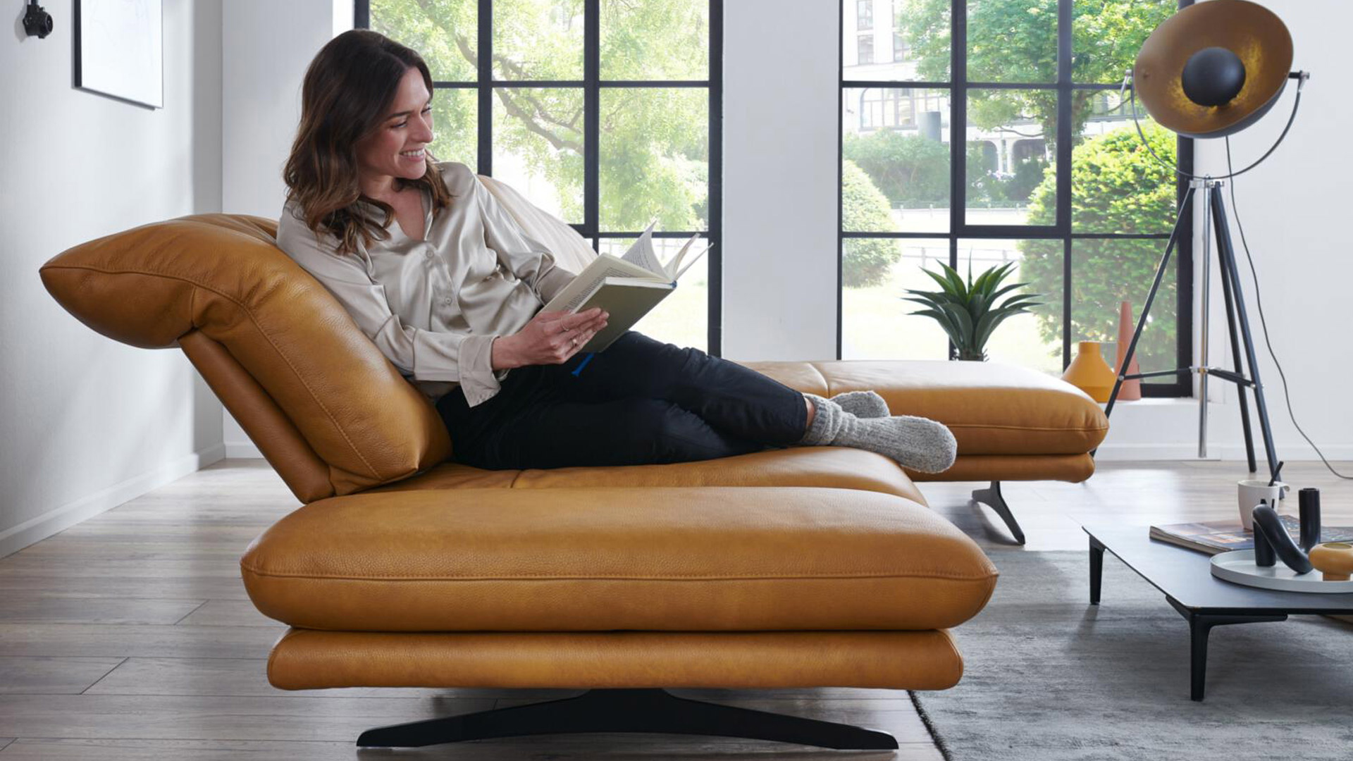 W. Schillig Ecksofa Sohoo mit Sitztiefenverstellung in Leder 