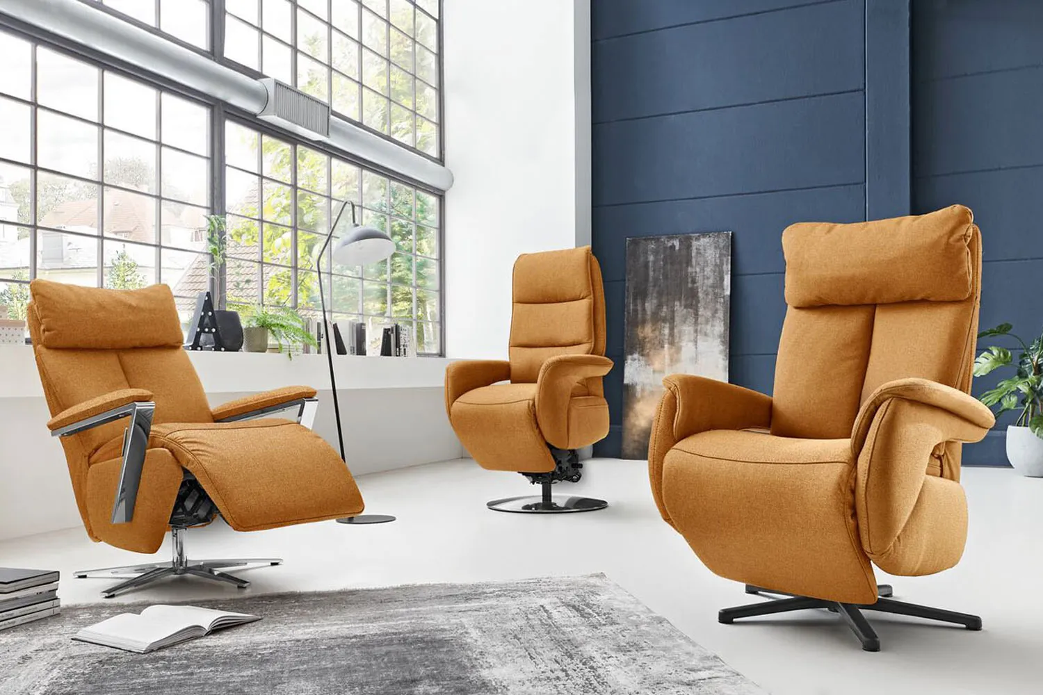 Leder Relaxsessel inkl. manueller Relaxfunktion Gelb Manuelle Relaxfunktion 