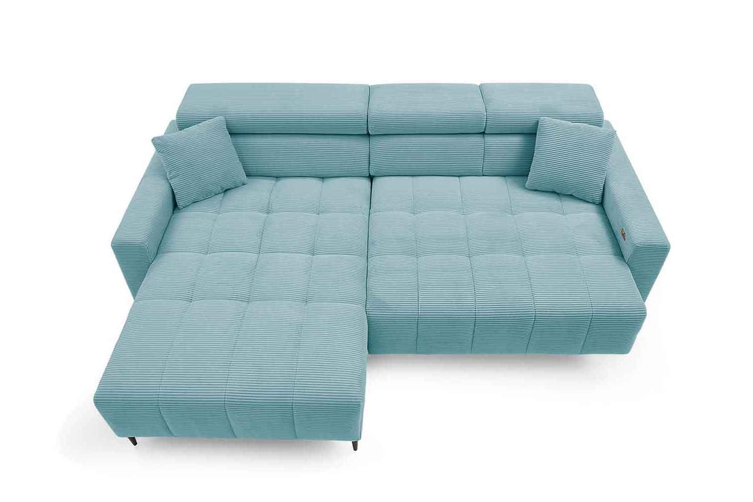 Ecksofa inkl. motorischem Sitzvorzug in Trendstoff Cord