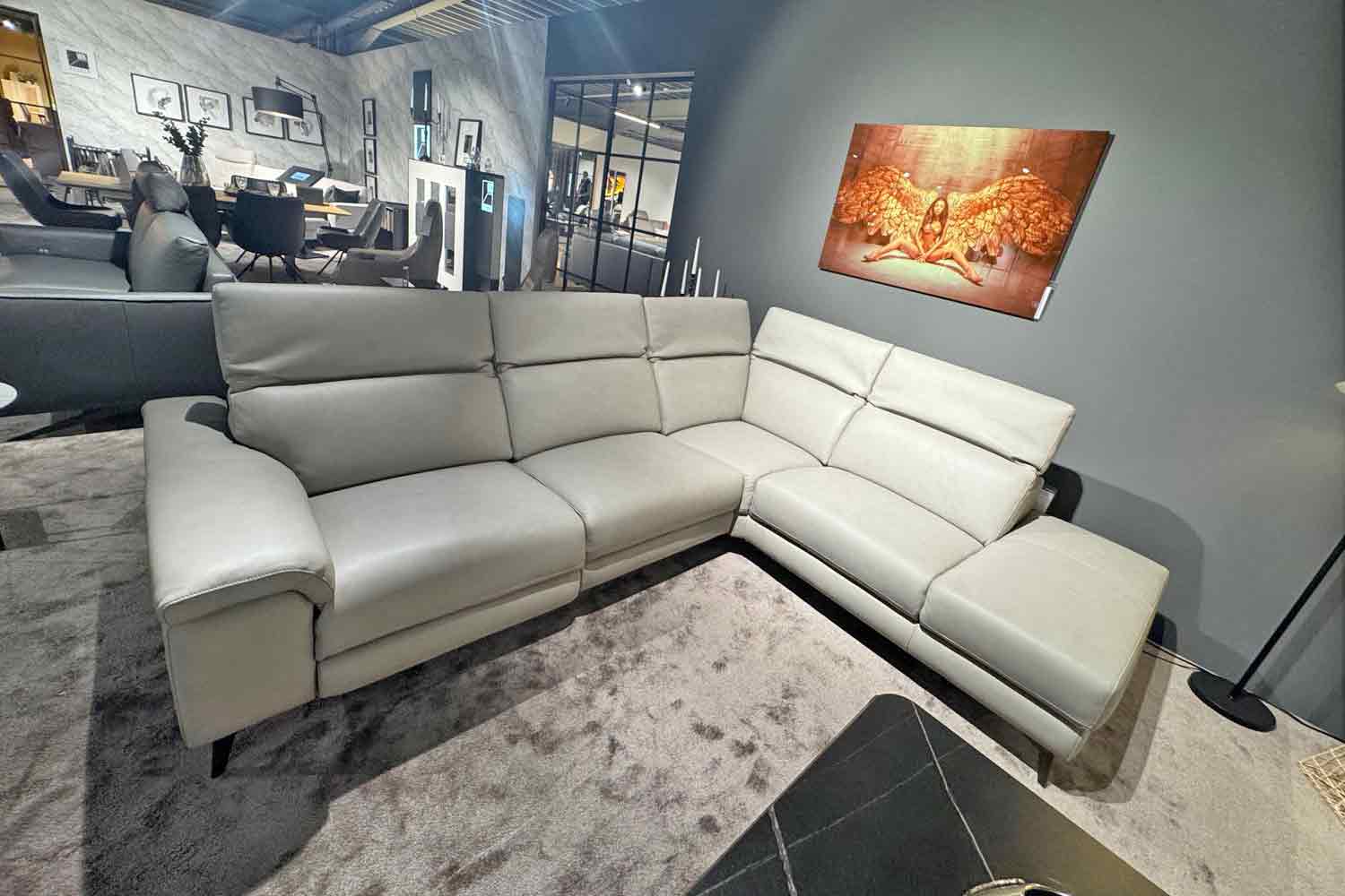 Cuoio Ecksofa Milano mit motorischer Relaxfunktion in Leder