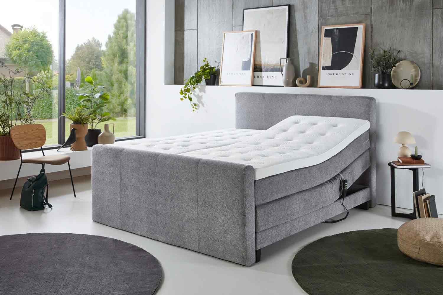 Boxspringbett Anmore mit 2-motoren & Wendematratze Stoff