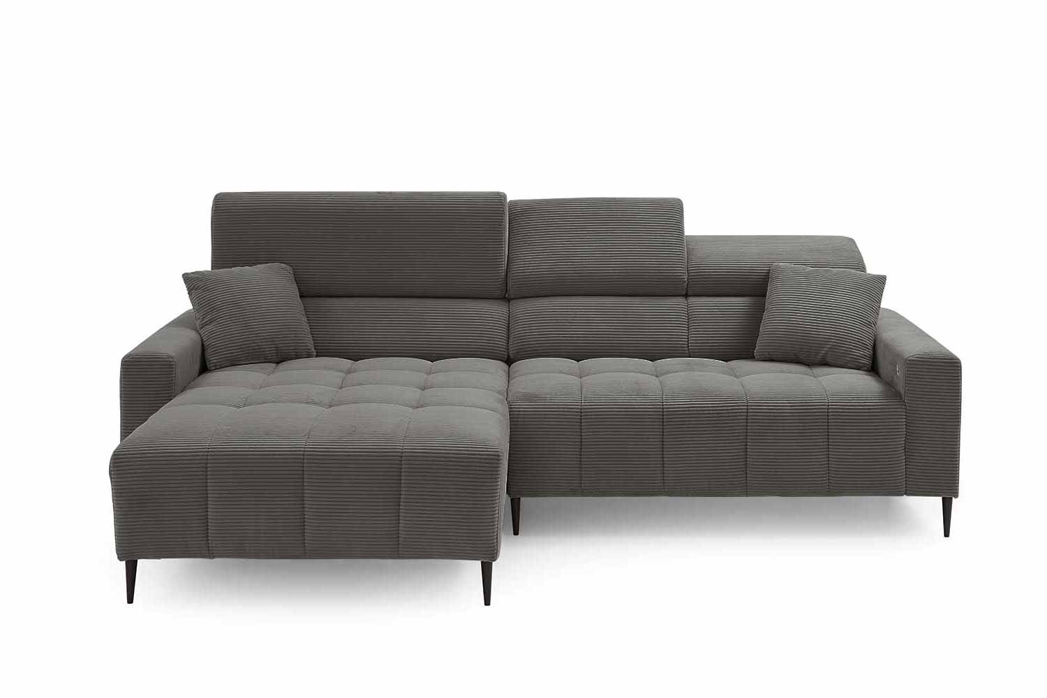 Ecksofa inkl. motorischem Sitzvorzug in Trendstoff Cord