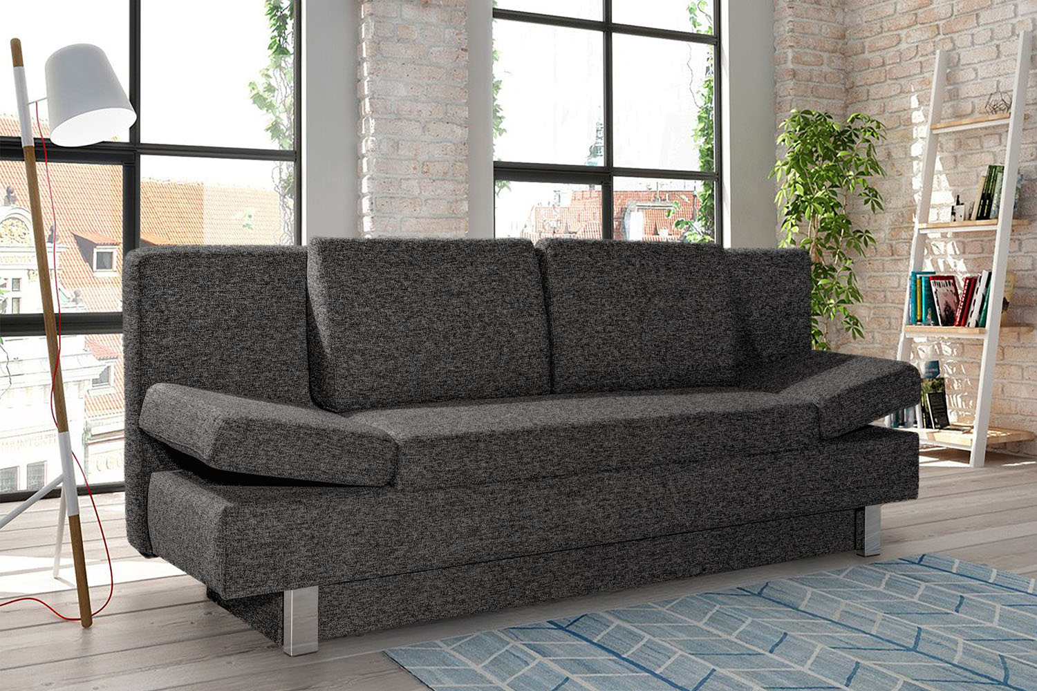 Schlafsofa Plaza inkl. Armlehnfunktion und Bettkasten
