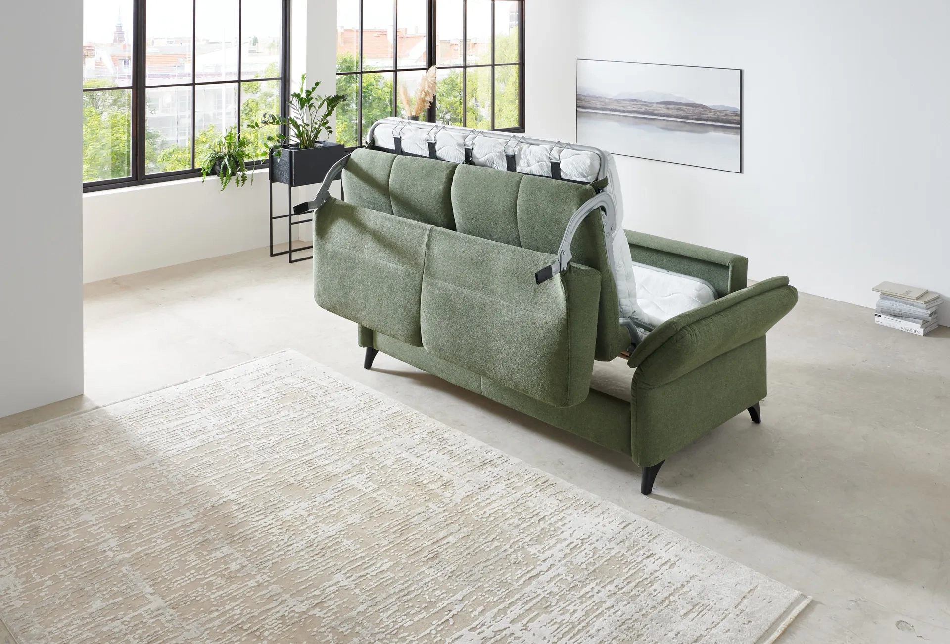 Schlafsofa in Stoff mit Vollschaummatratze Blau 