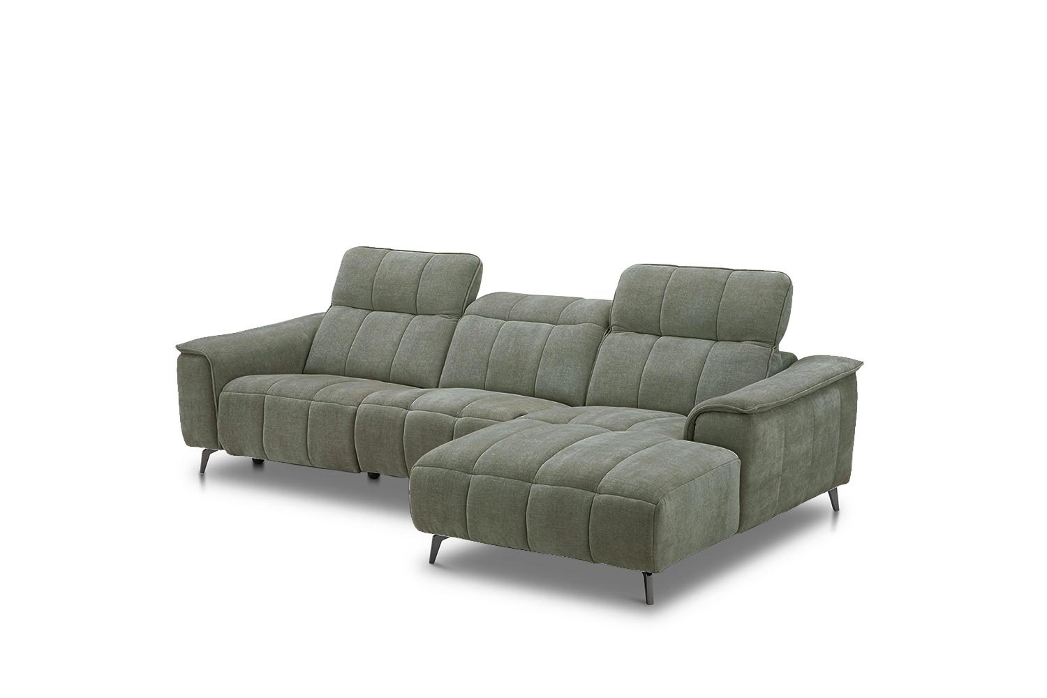 Stoff Ecksofa mit manueller Kopfteilverstellung und Funktion