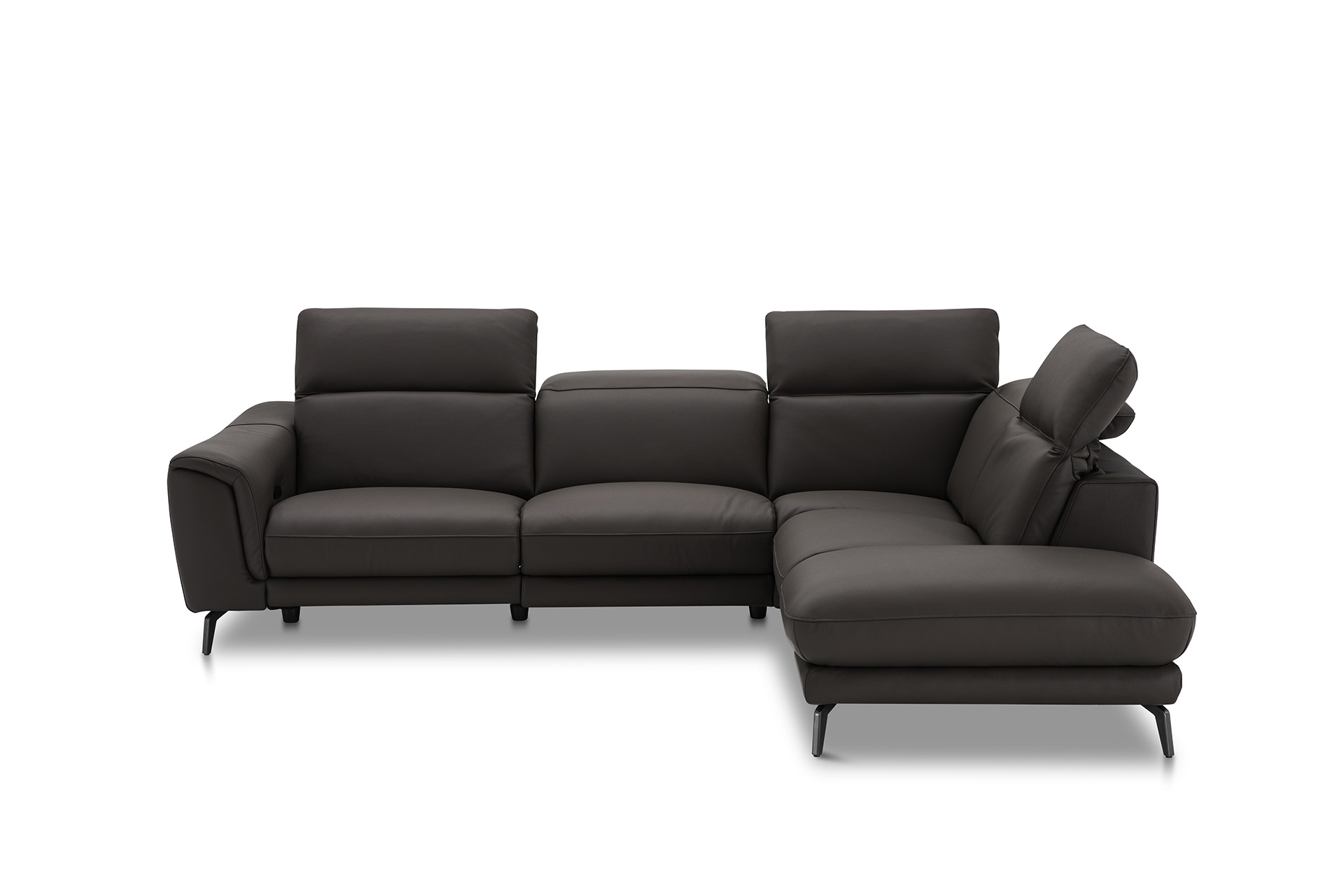 Leder Ecksofa inkl. manueller Kopfteilverstellung