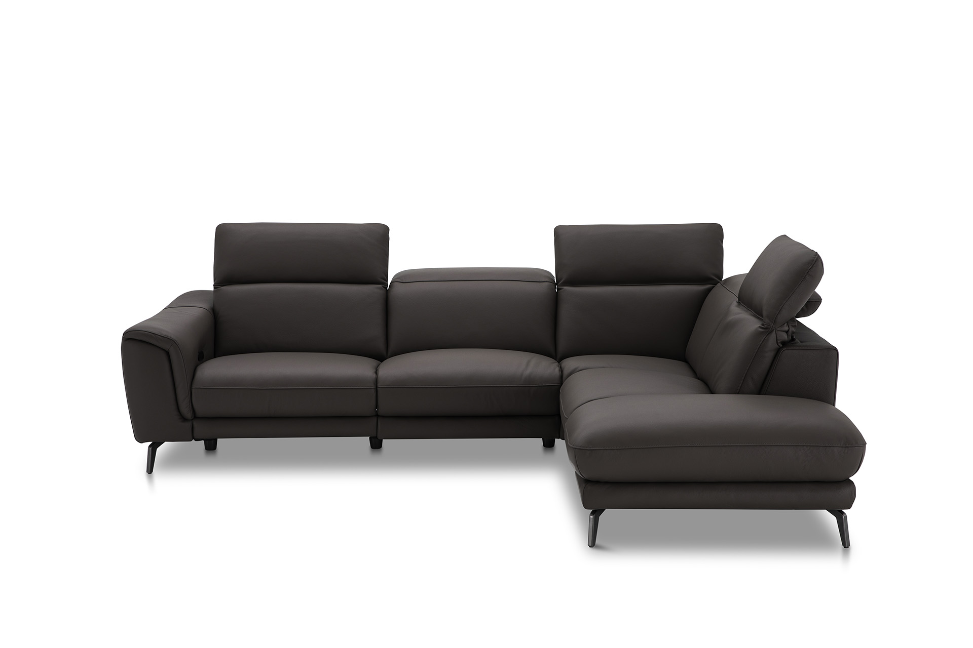 Leder Ecksofa inkl. manueller Kopfteilverstellung