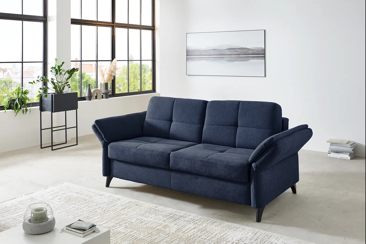 Schlafsofa in Stoff mit Vollschaummatratze Blau 