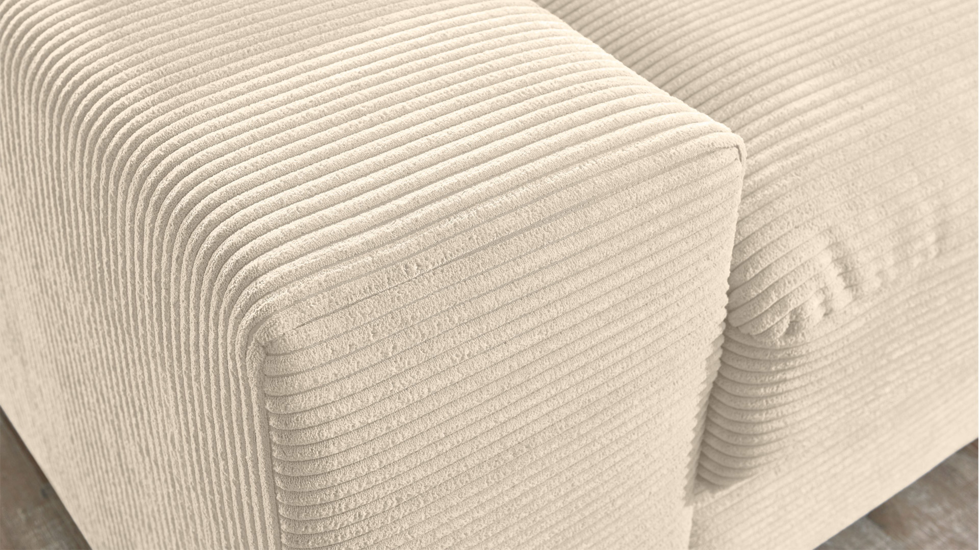 Ecksofa Soft mit losen Rückenkissen in Trendstoff Cord Ecksofa Soft mit losen Rückenkissen in Trendstoff Cord
