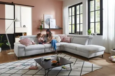Ecksofa in Stoff L-Form mit Federkern