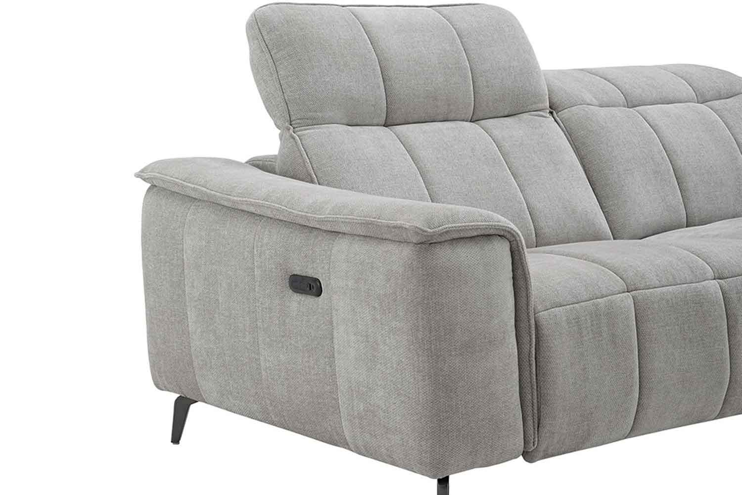 Stoff Ecksofa mit manueller Kopfteilverstellung und Funktion