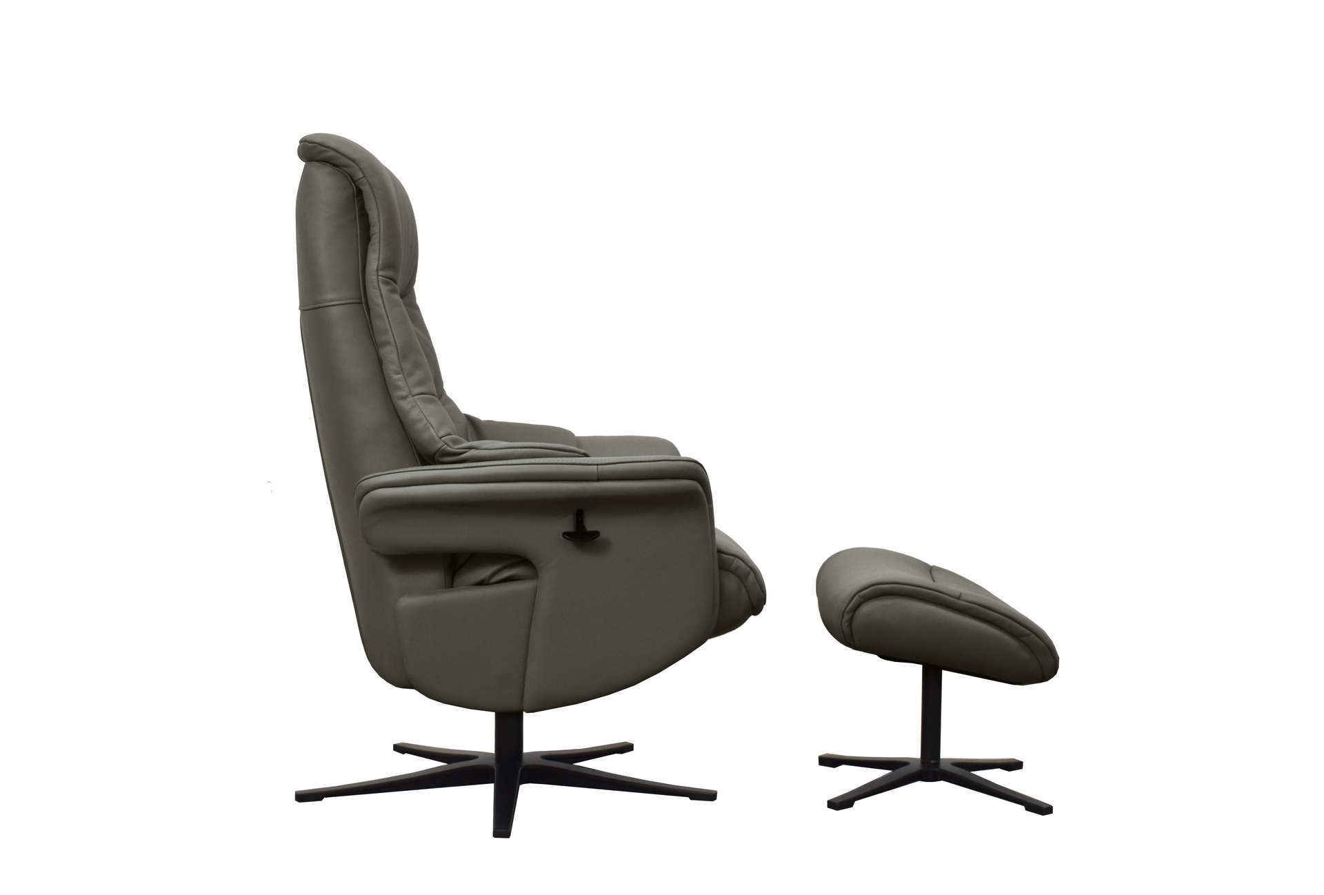 Relaxsessel Agent Grey mit manueller Funktion und Sitzhöhenverstellung in Leder-Lederlook