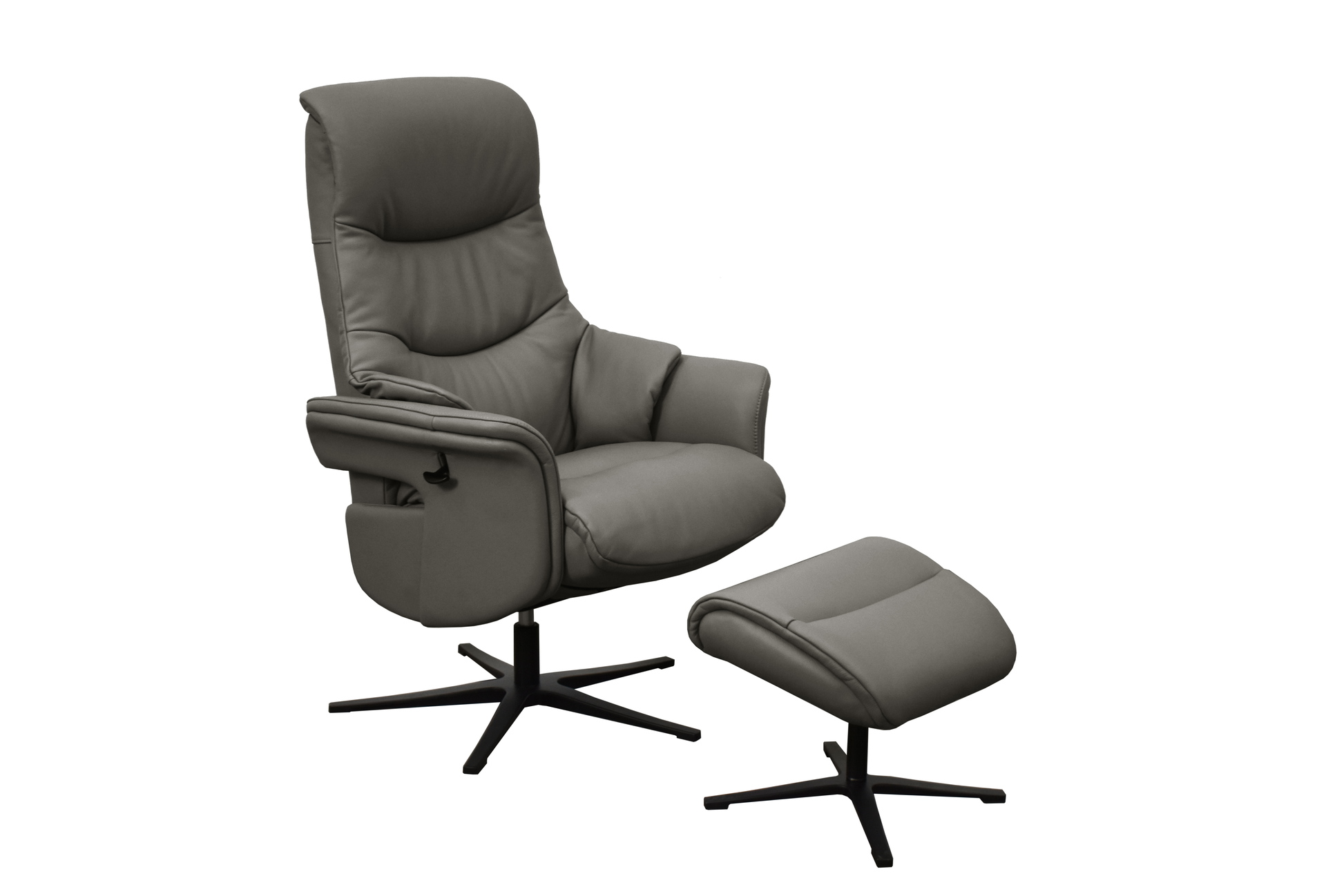 Relaxsessel Agent Grey mit manueller Funktion und Sitzhöhenverstellung in Leder-Lederlook
