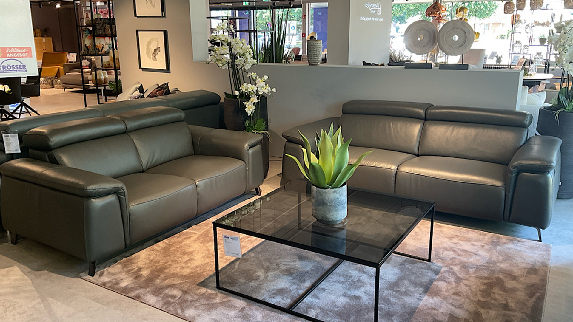 Cuoio Couchgarnitur mit motorischer Relaxfunktion in Leder
