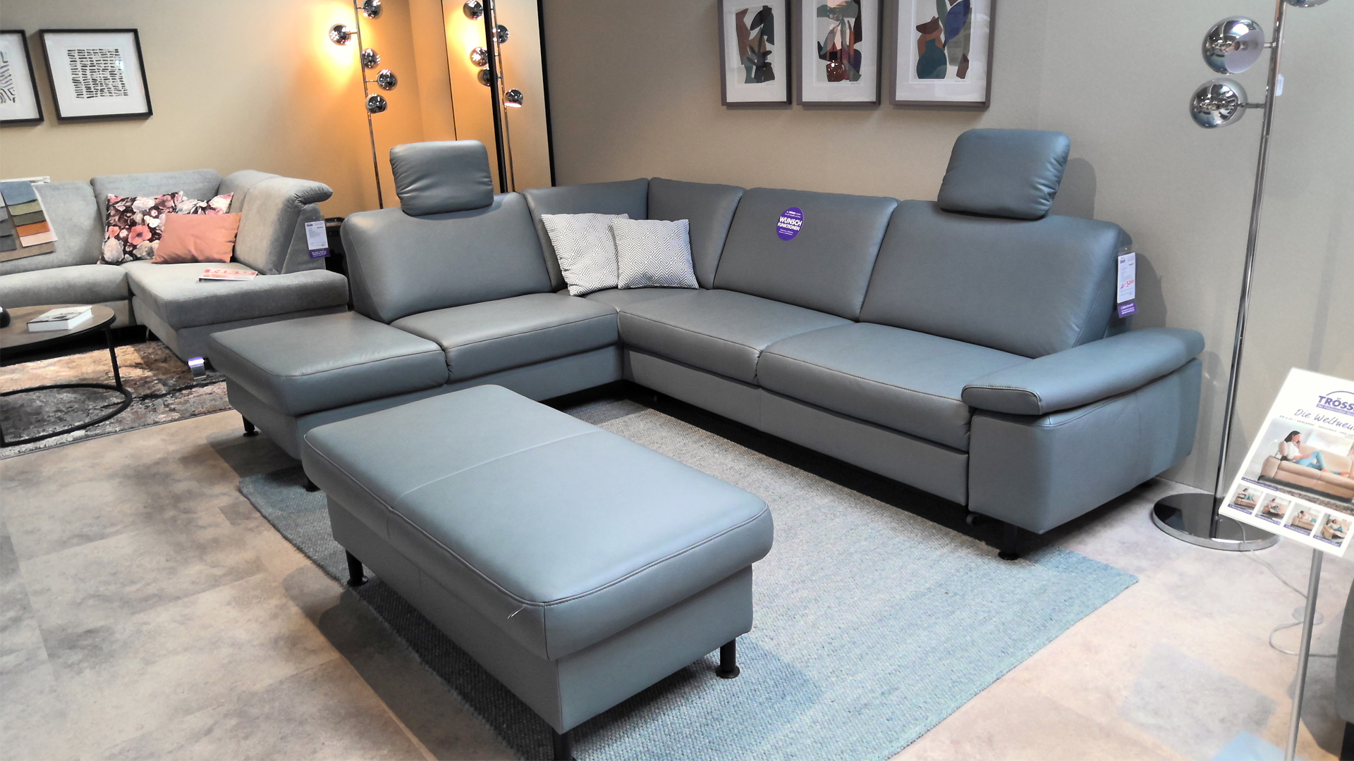 Modulmaster Ecksofa inkl. vielen Funktionen mit Hocker in Leder -0775015506-44WW-A