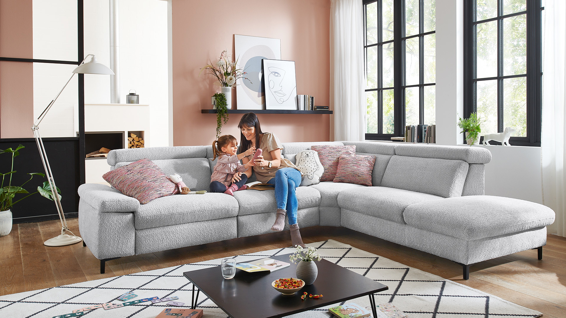 Modulmaster Ecksofa Stoff L-Form Federkern Silver Modulmaster Ecksofa Stoff L-Form Federkern Silver-01260301WW