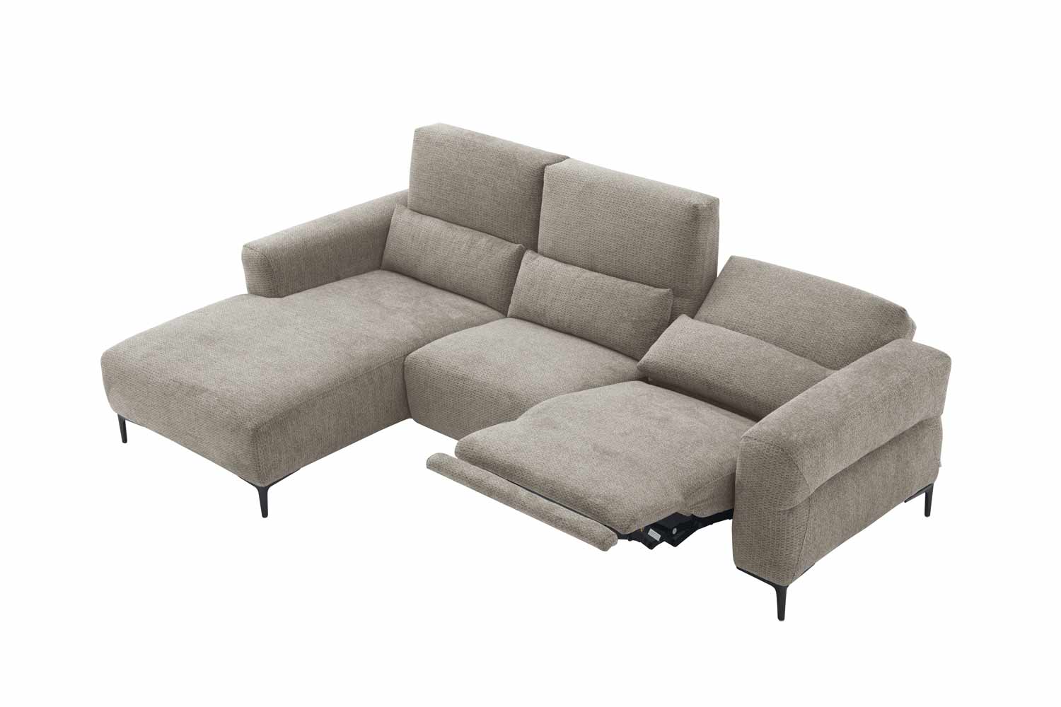 Ecksofa inkl. motorischer Funktion im trendigen Retro Stoff Ecksofa inkl. motorischer Funktion im trendigen Retro Stoff