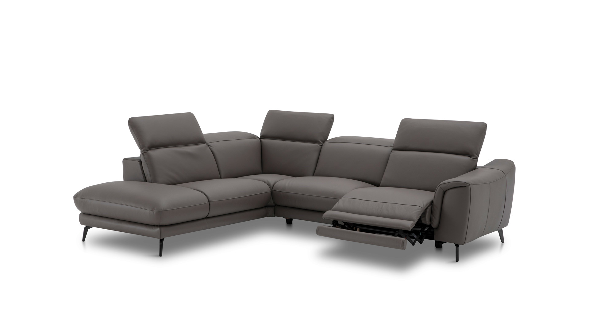 Leder Ecksofa inkl. manueller Kopfteilverstellung