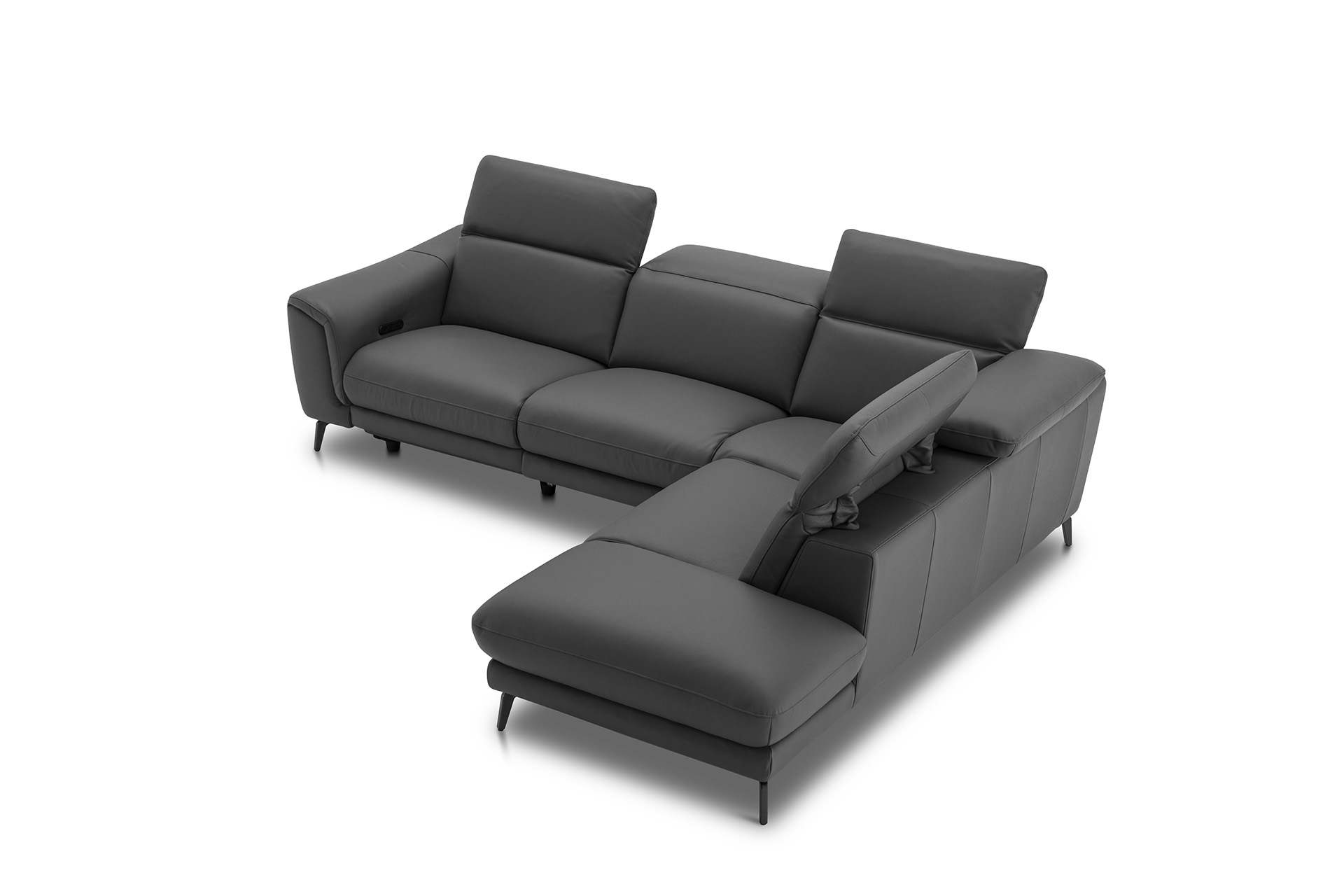 Leder Ecksofa inkl. manueller Kopfteilverstellung