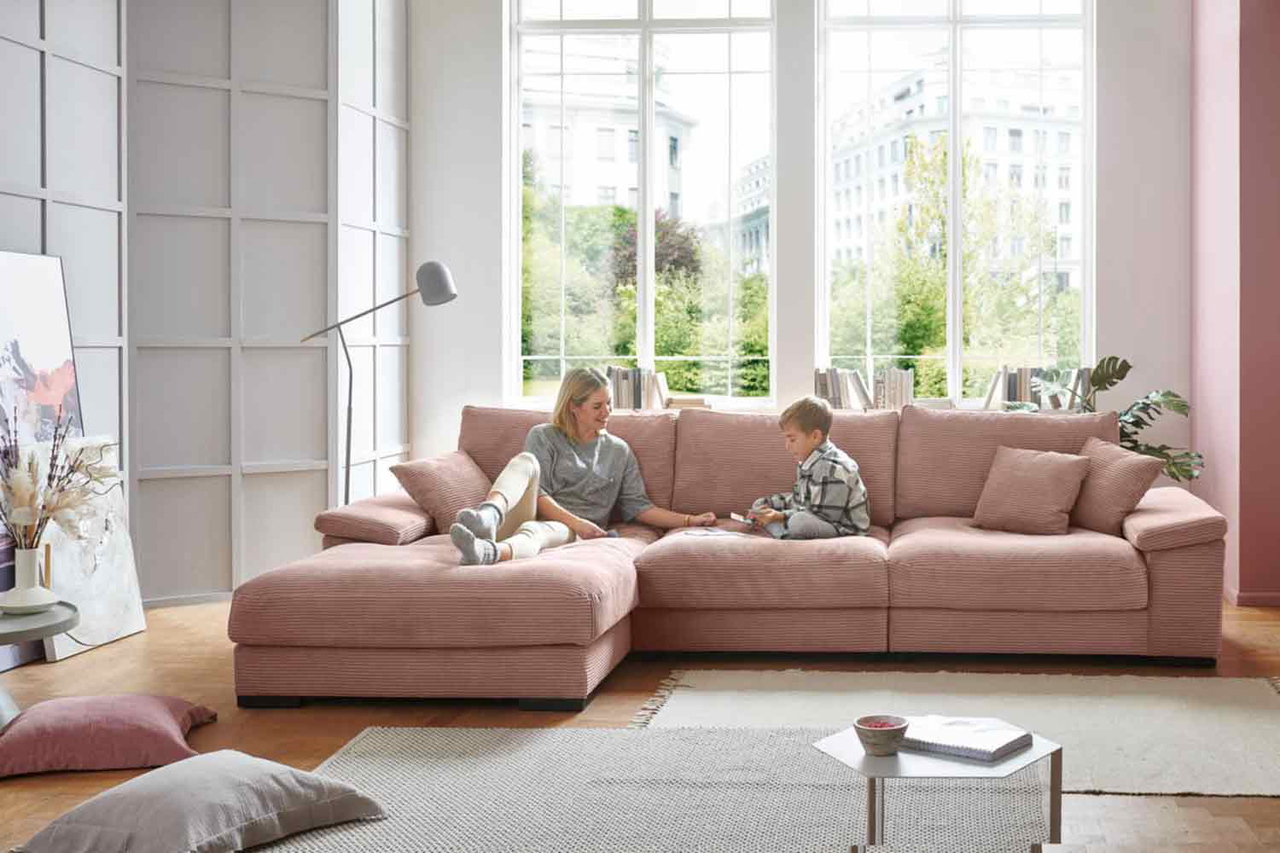 Cord Ecksofa L-Form Rosa