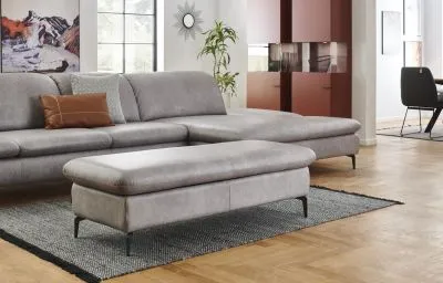 Ecksofa Lavina mit Funktion in Leder Eisgrau rechts