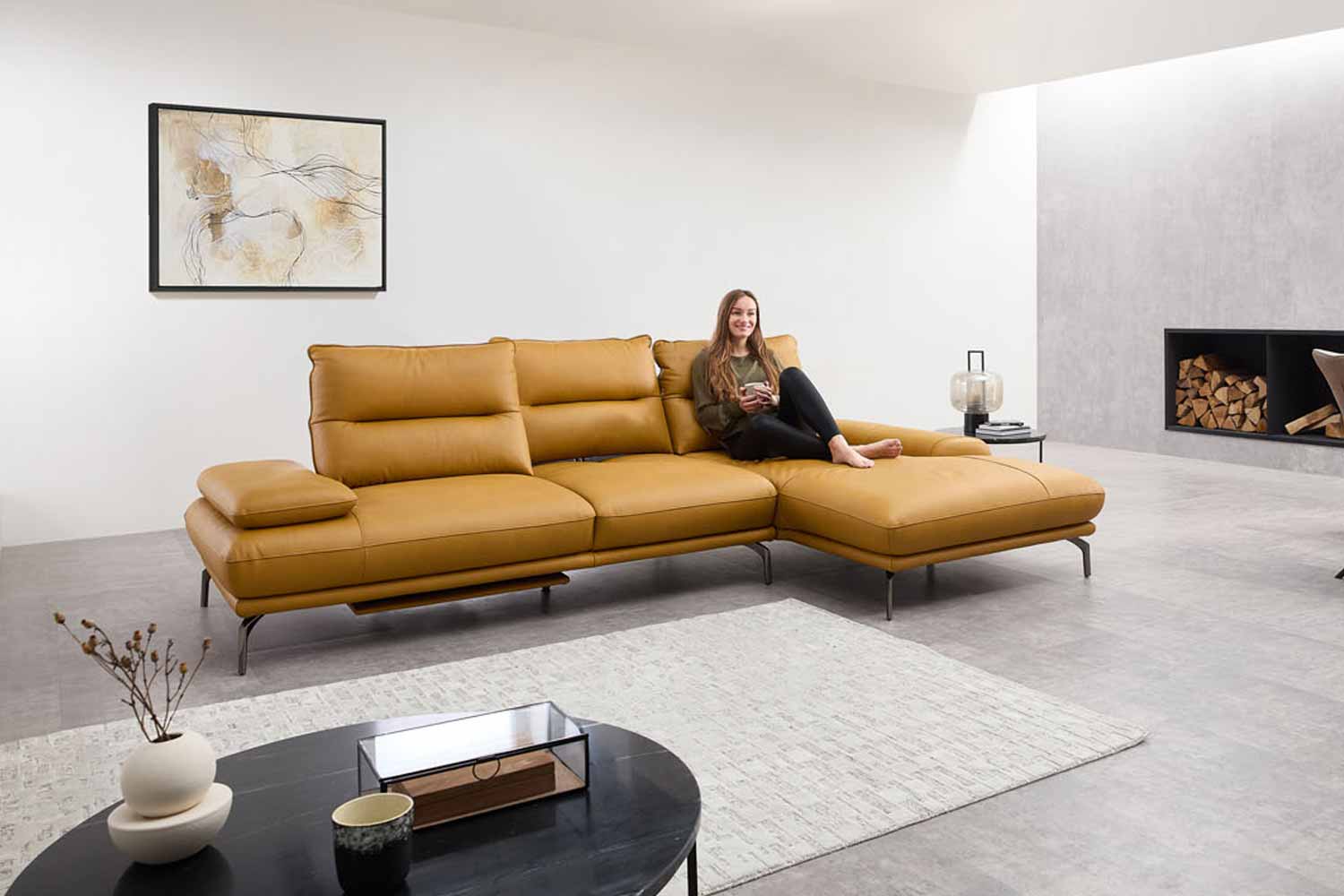 Leder Ecksofa inkl. motorischer Funktion