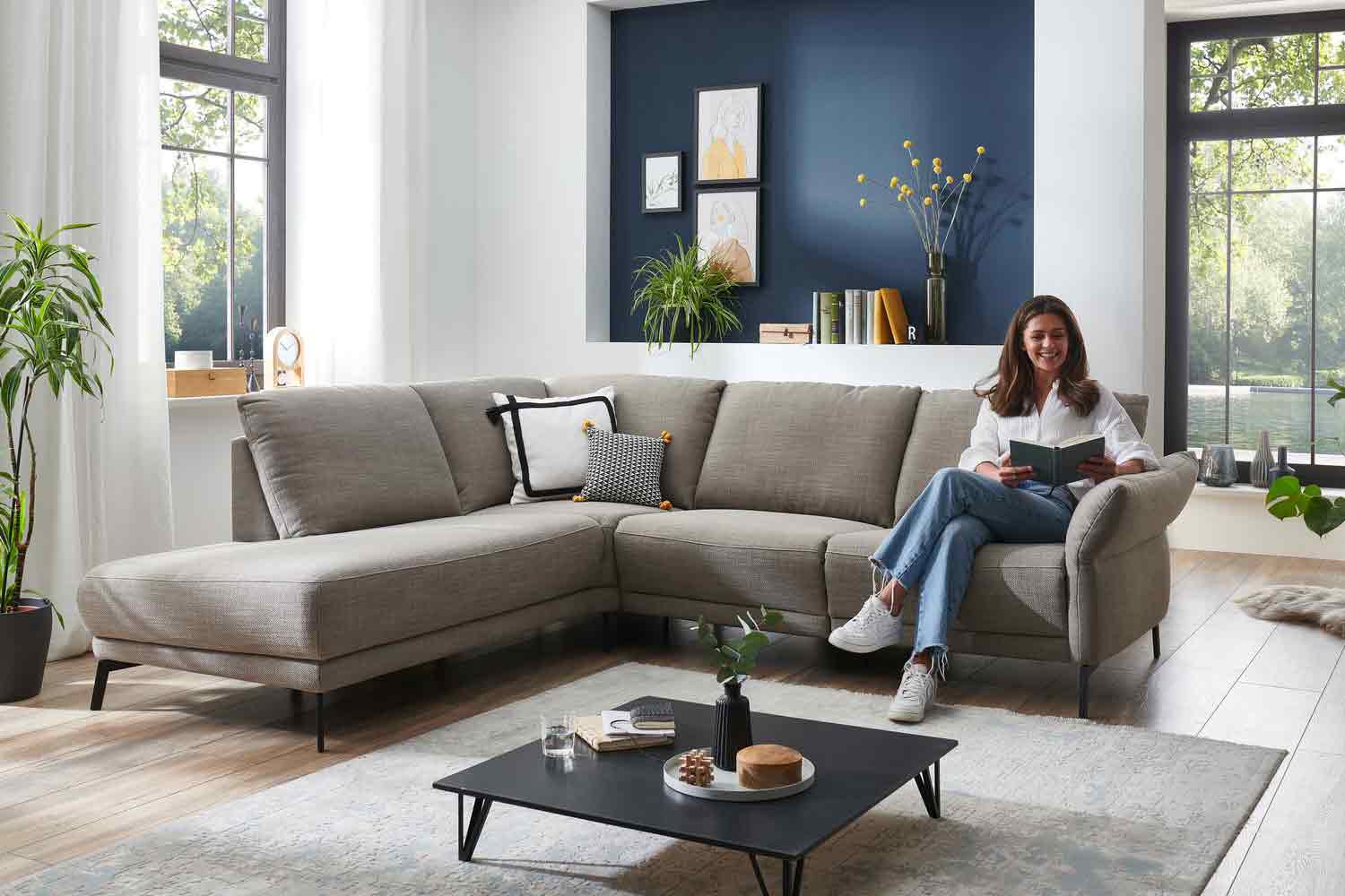 Carina Ecksofa L-Form in Stoff 