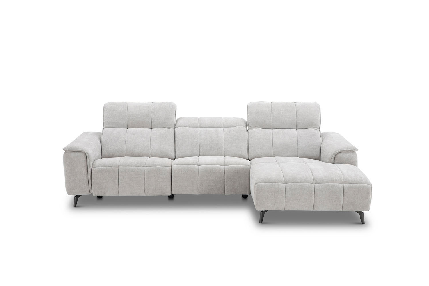 Stoff Ecksofa mit manueller Kopfteilverstellung und Funktion