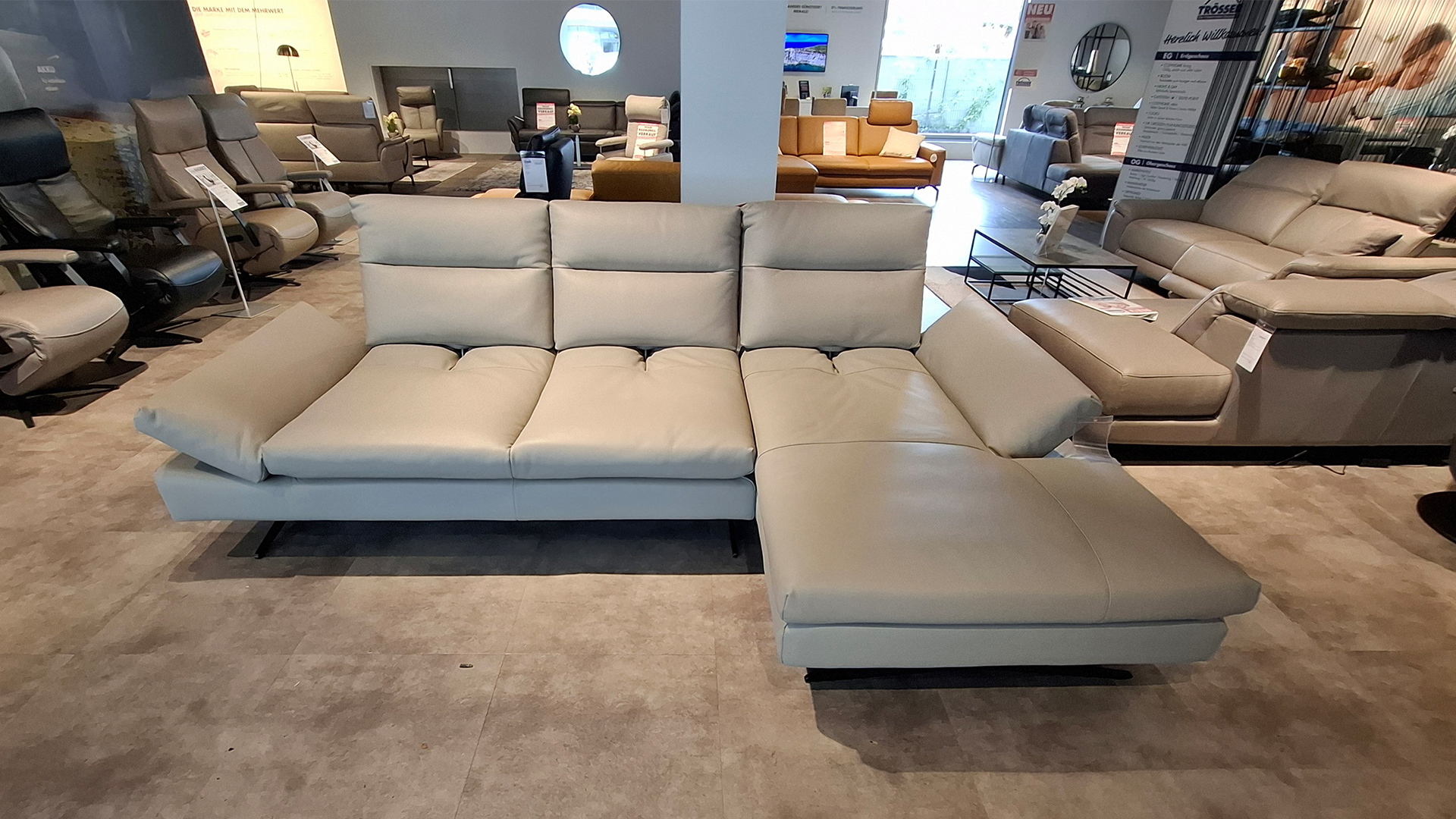 Cuoio Ecksofa mit Sitztiefenverstellung Leder-0597102400-36WW-A