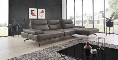 Leder Ecksofa Novara mit Kopfteilfunktion & Sitztiefenverstellung