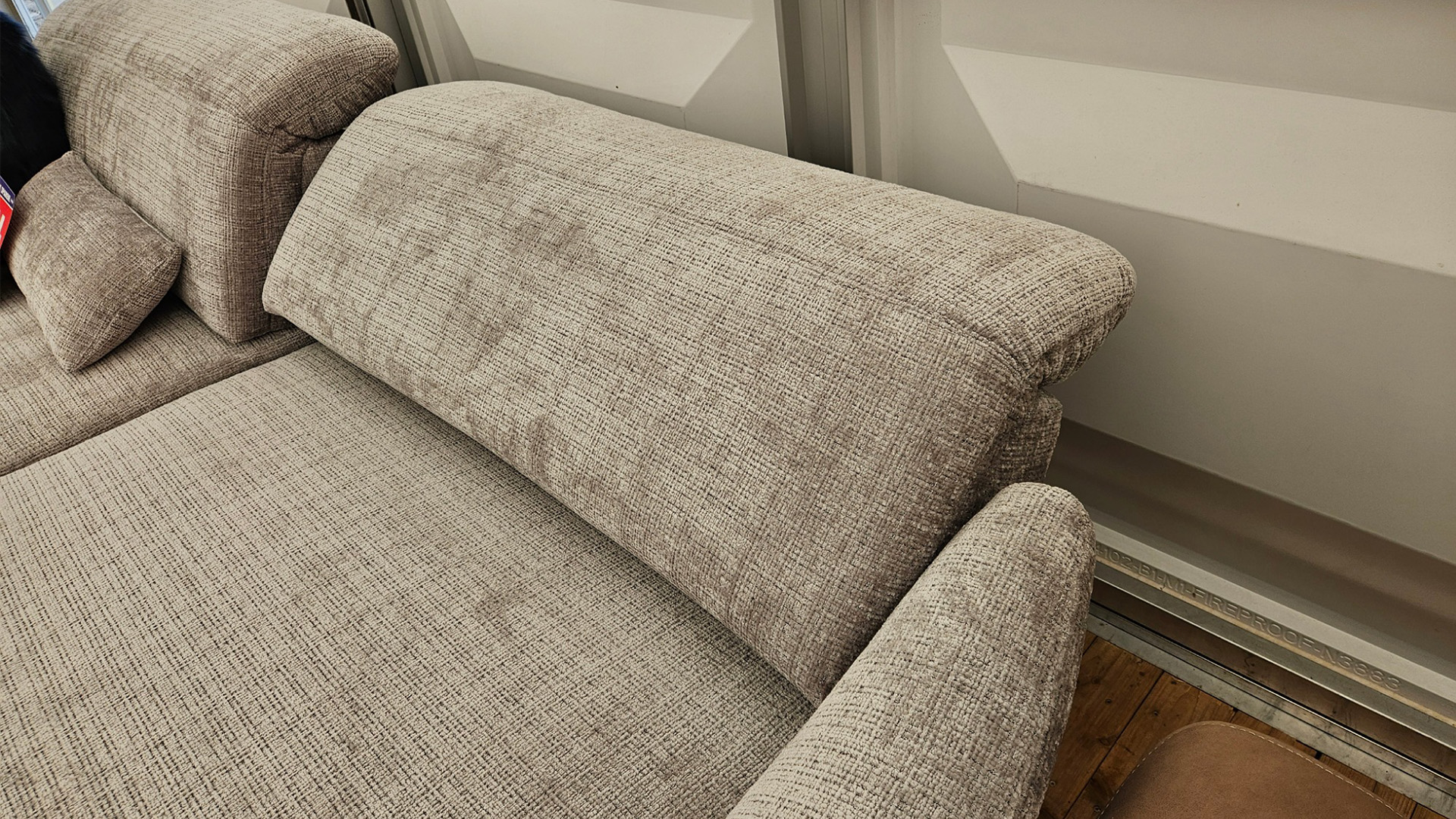 Ponsel Ecksofa mit motorischen Sitzvorzug und Hocker in Stoff-0158005300-34WW-A