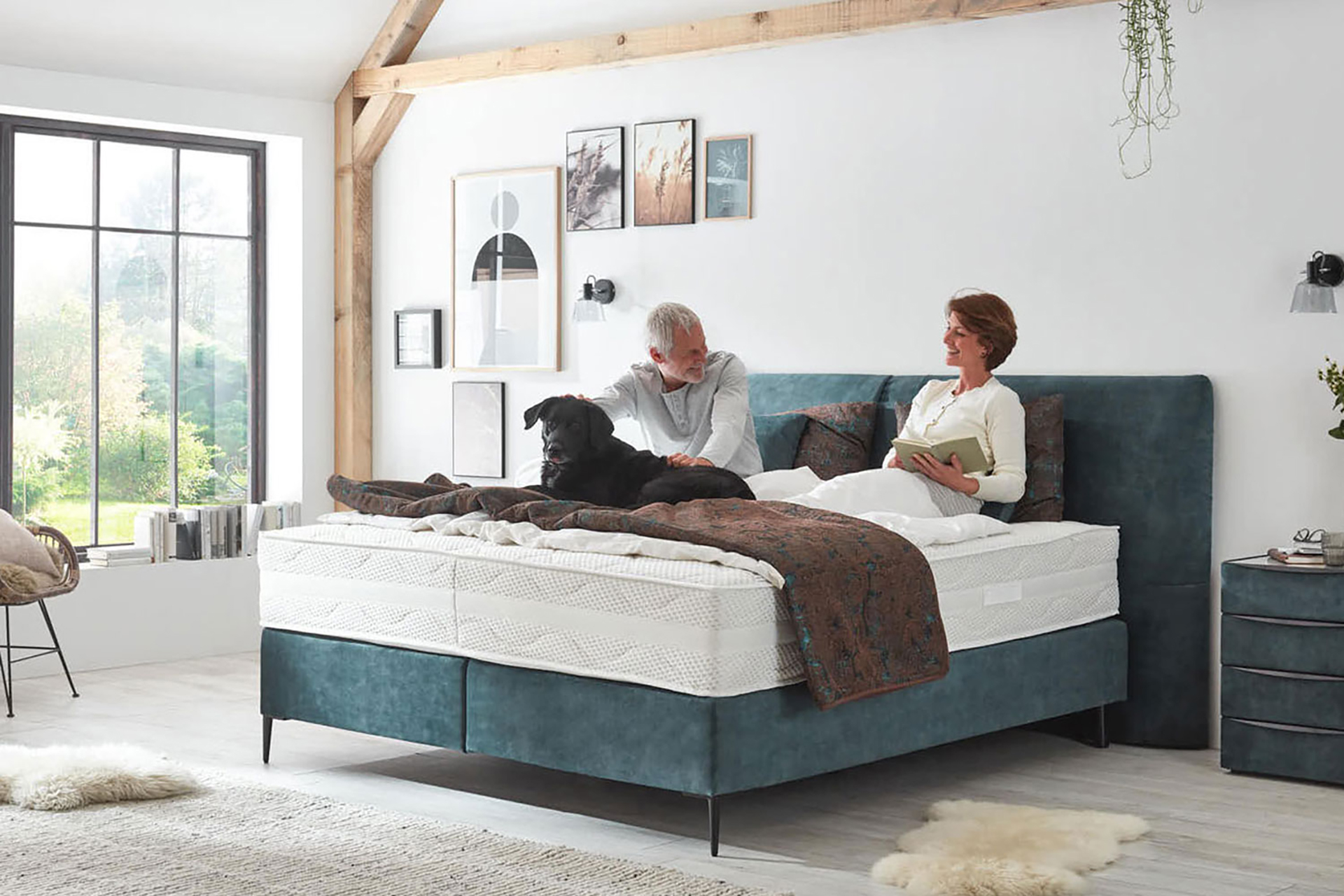 Boxspringbett 180x200cm Farbe Petrol