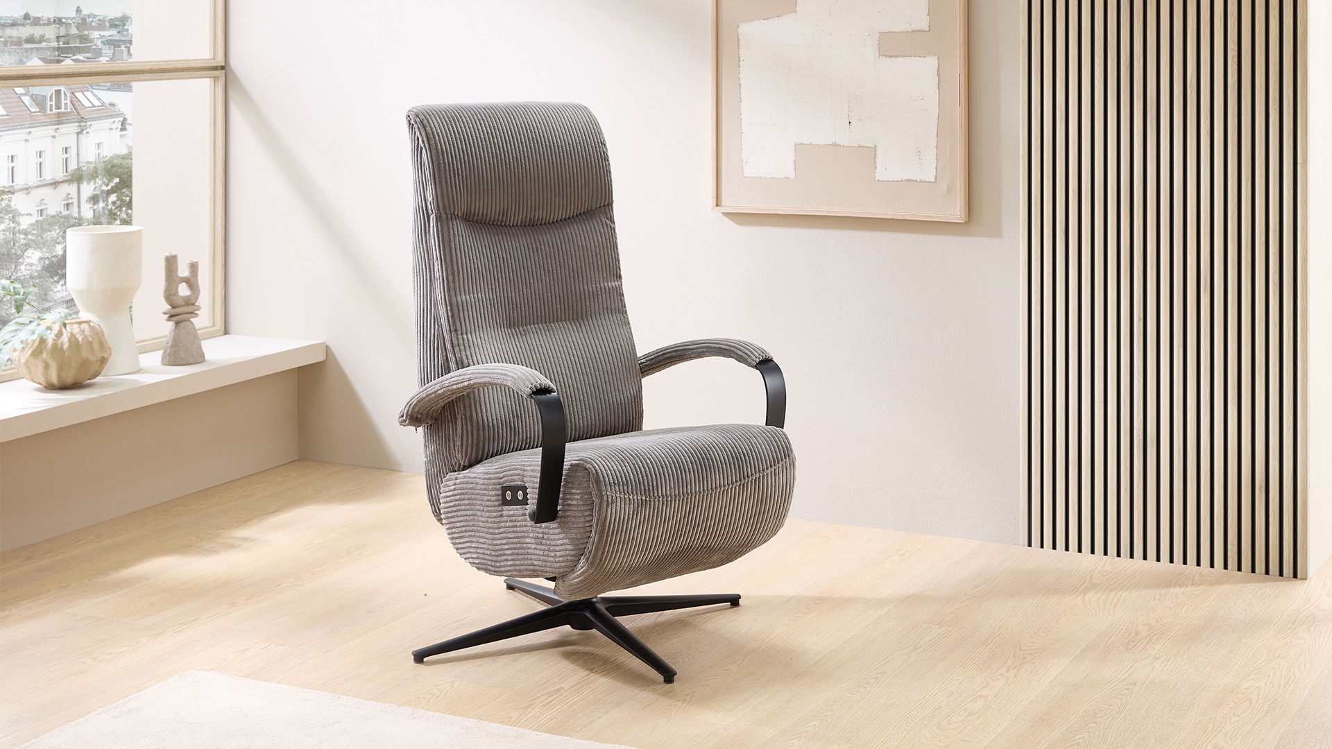 Relaxsessel Landscape mit Motor. Relaxfunktion Trendstoff Cord-0979004300WW