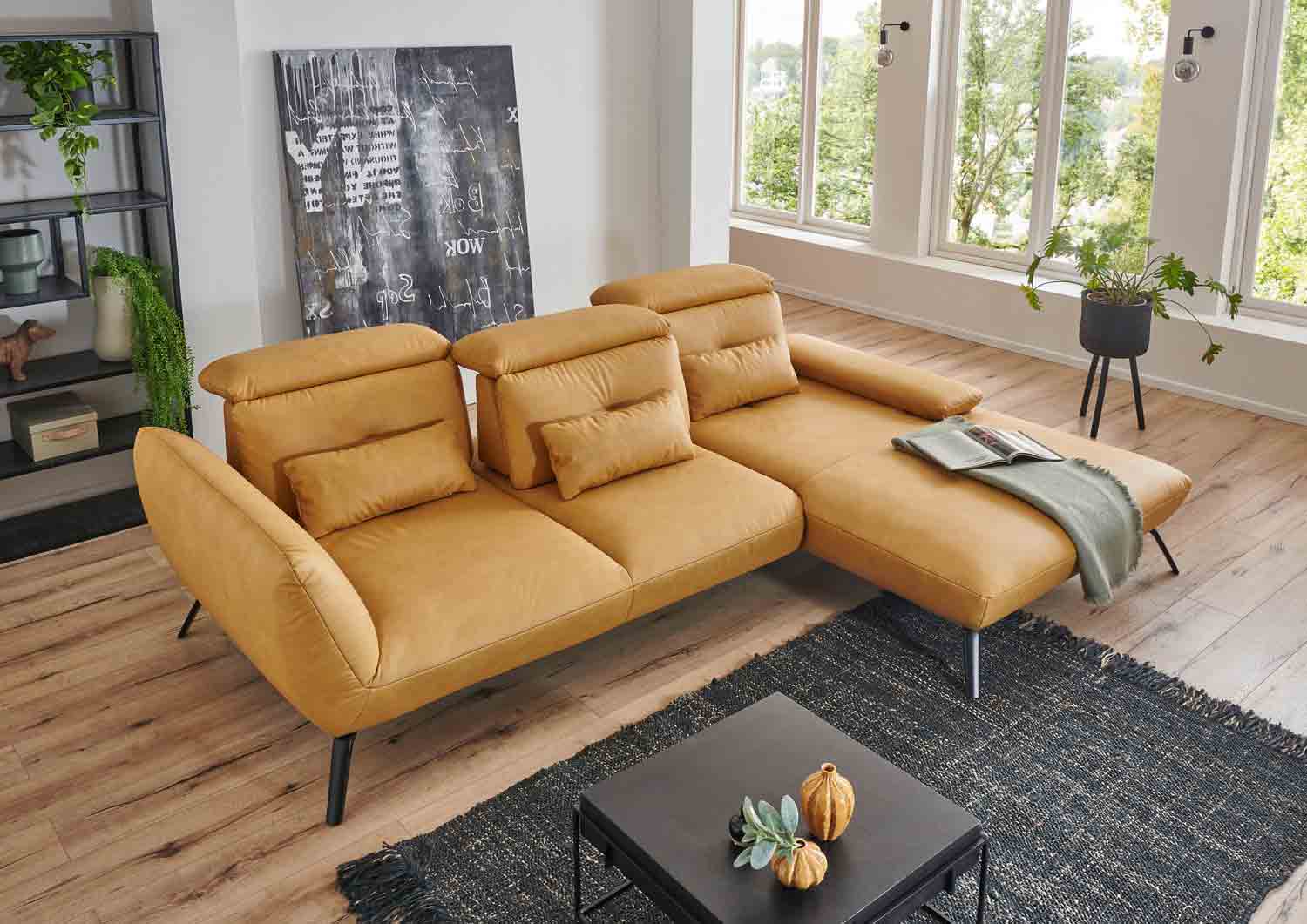 Ecksofa L-Form mit Sitztiefenverstellung in Smart-Touch Stoff