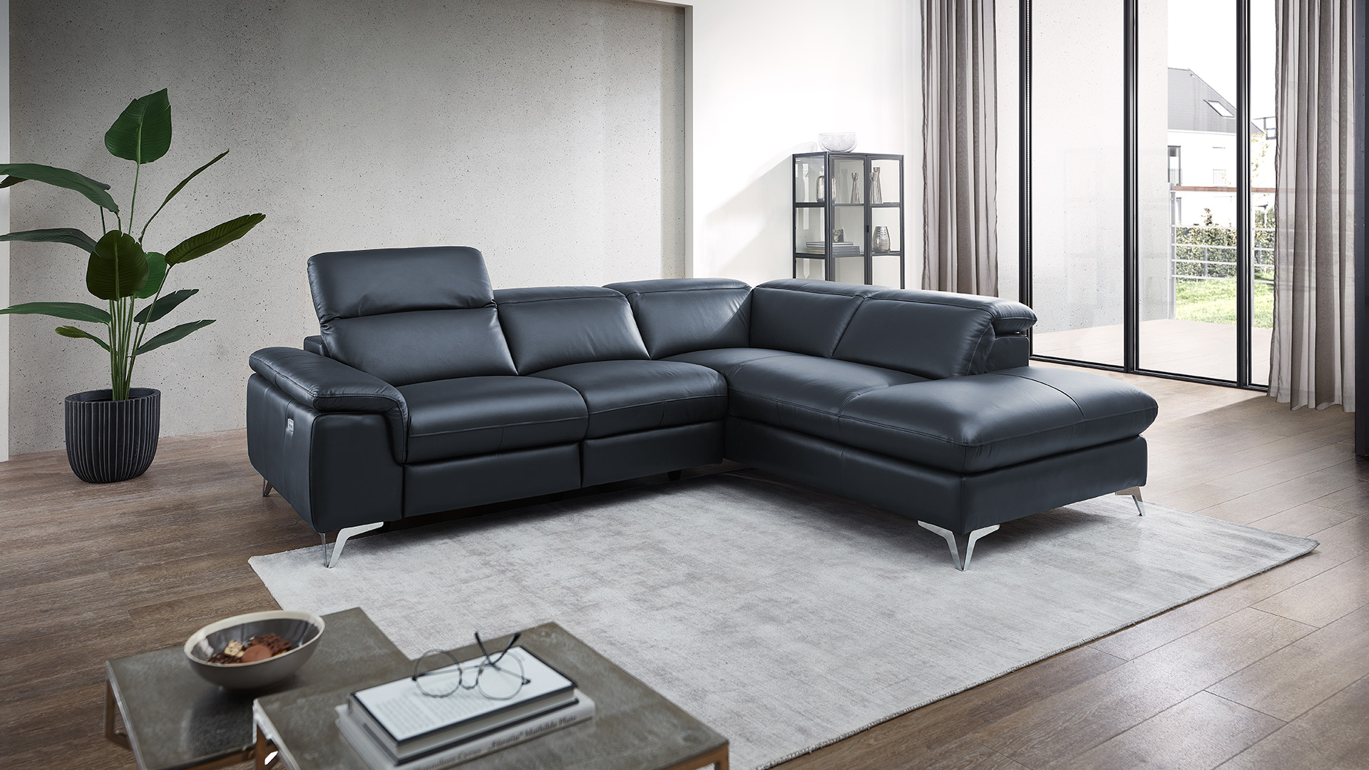 Ecksofa Seahawk mit manueller Kopfteilverstellung in Leder -05970213-WW.7