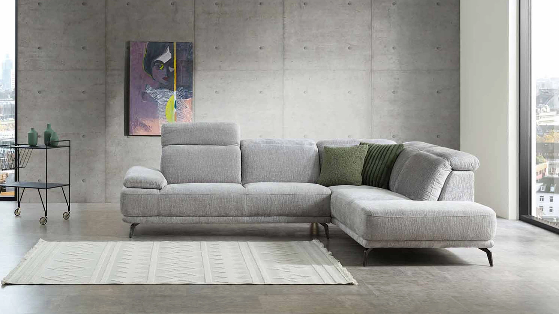 Cuoio Stoff Ecksofa inkl. manueller Kopfteilverstellung-0597101700-45WW-A