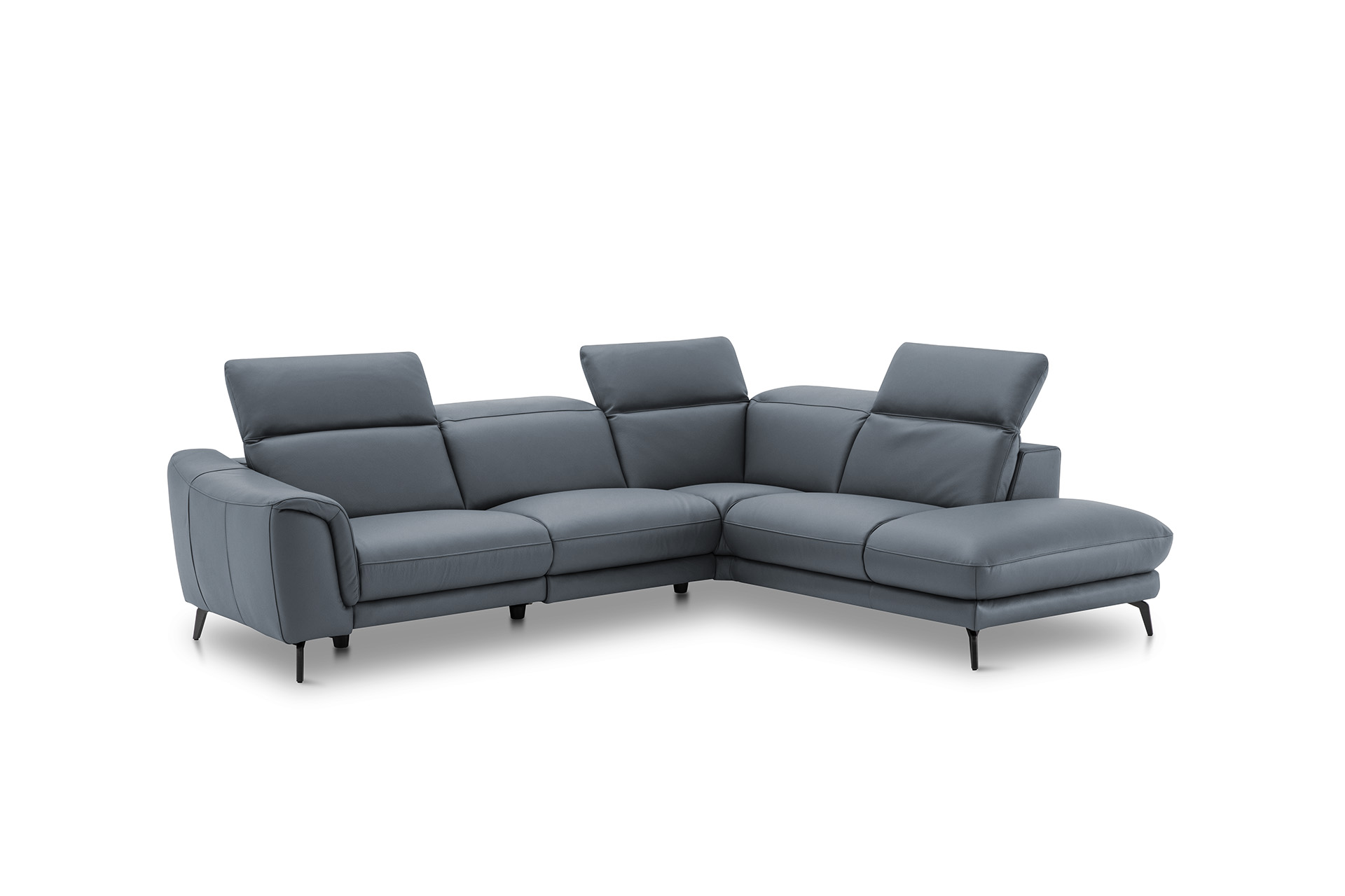 Leder Ecksofa inkl. manueller Kopfteilverstellung